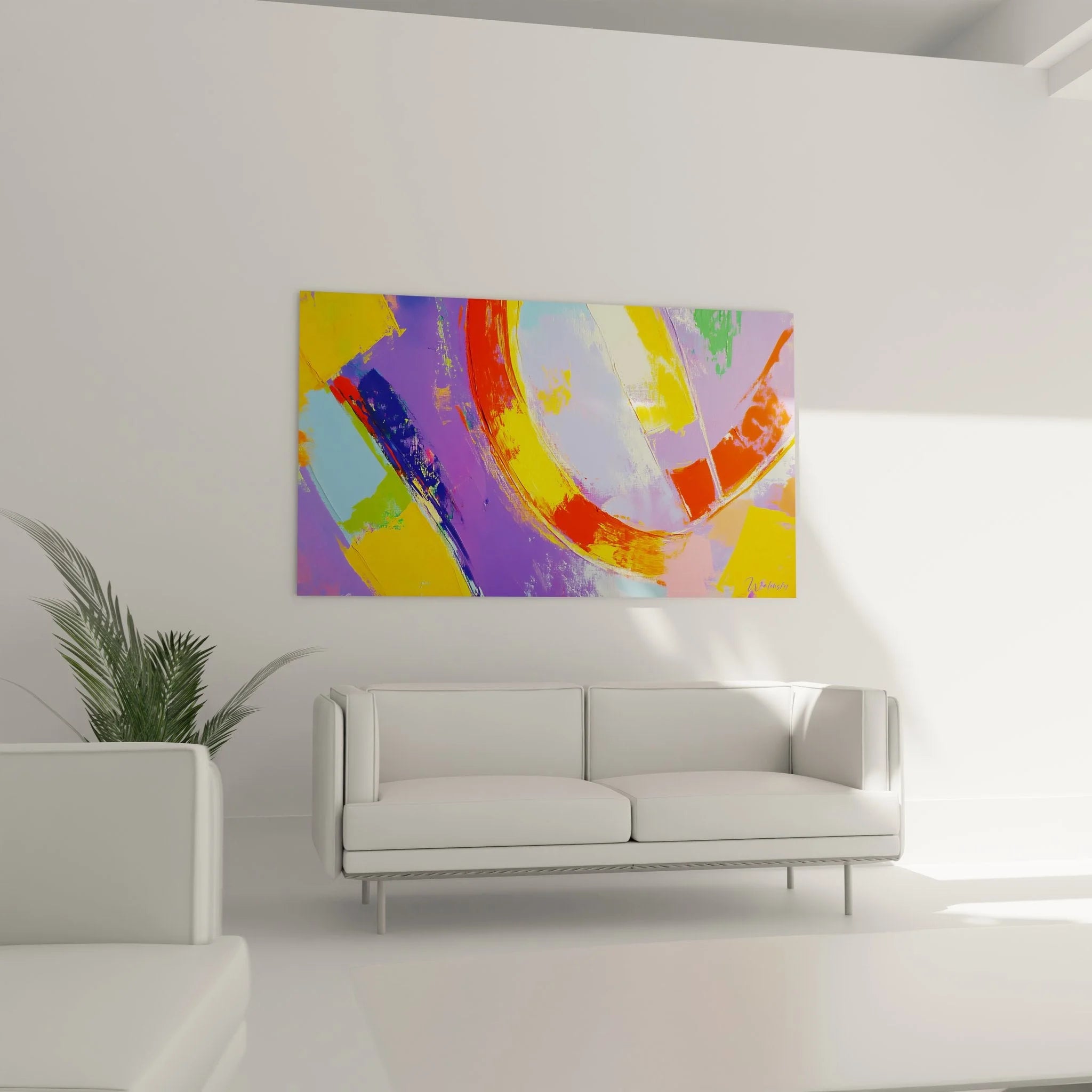 Detailaufnahme der abstrakten Malerei mit sichtbaren Pinselstrichen und Farbtexturen