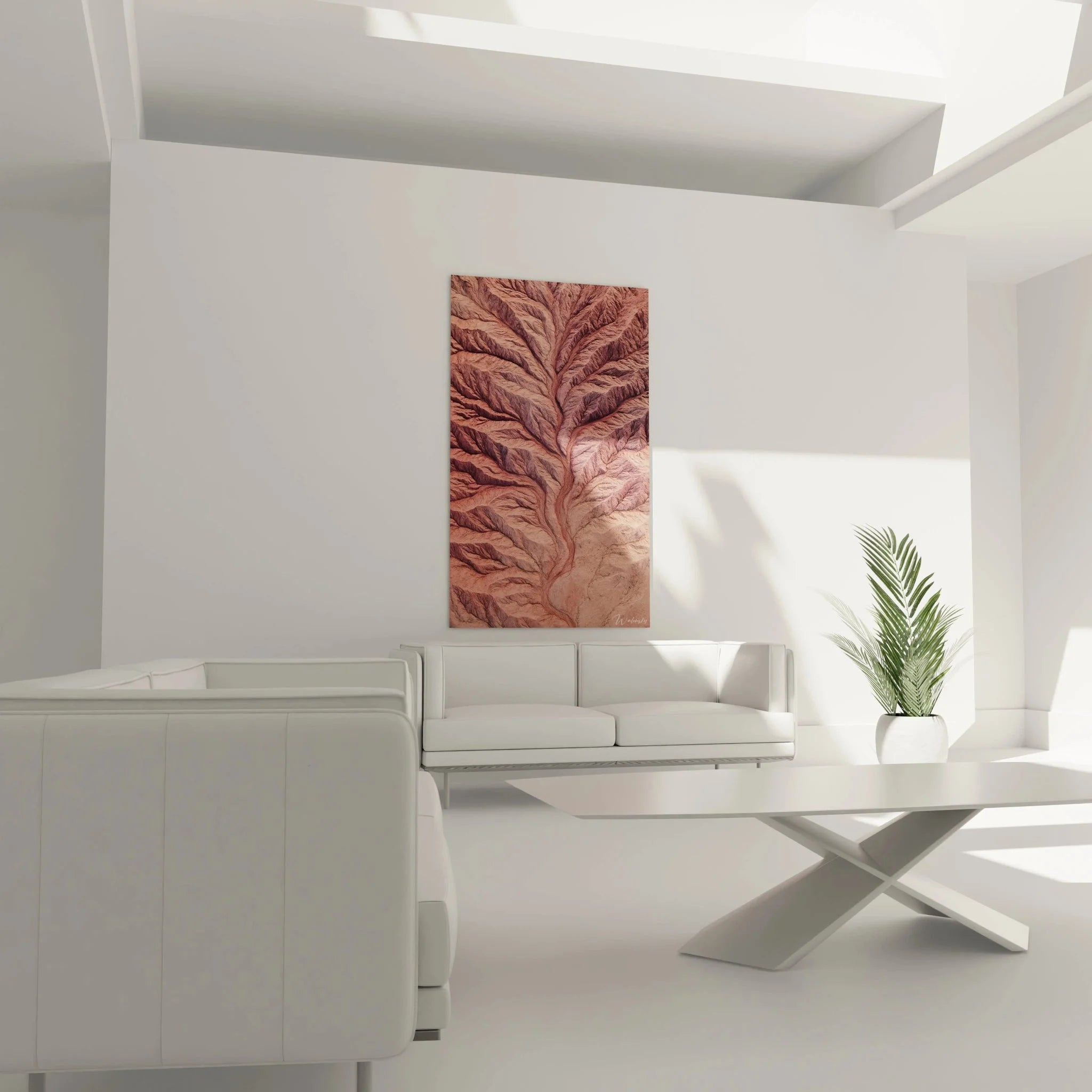 Detailaufnahme der verzweigten Erosionsstrukturen mit sichtbaren Texturen und Farbverläufen