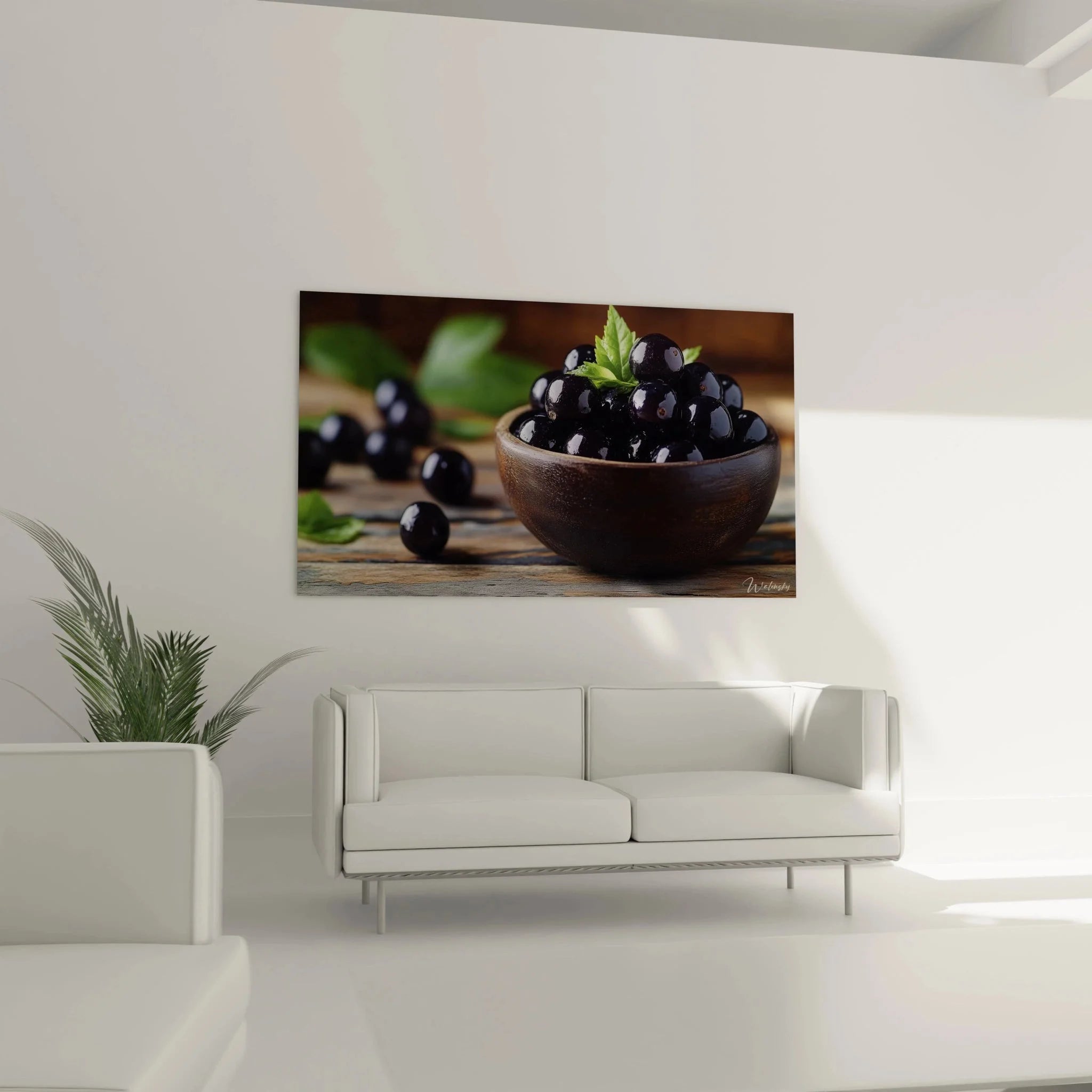 Detailaufnahme schwarze Oliven Wandkunst glänzende Oberfläche mediterrane Food Fotografie