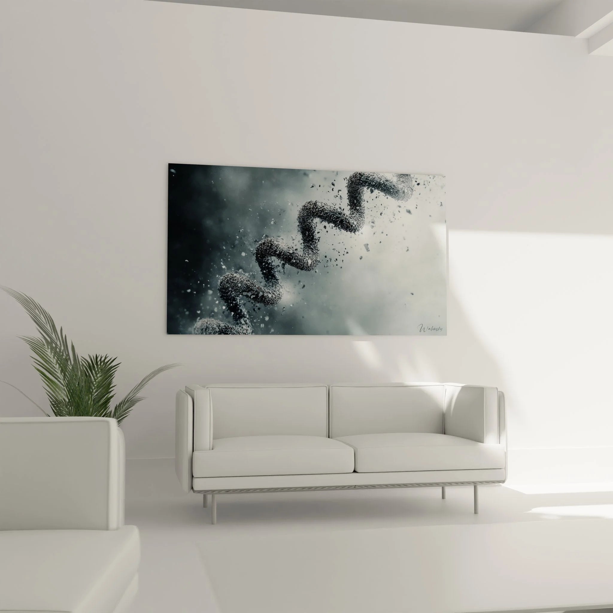 Detailansicht DNA-Moleküle Wandbild mit präziser Darstellung der Helix-Struktur und Partikeln