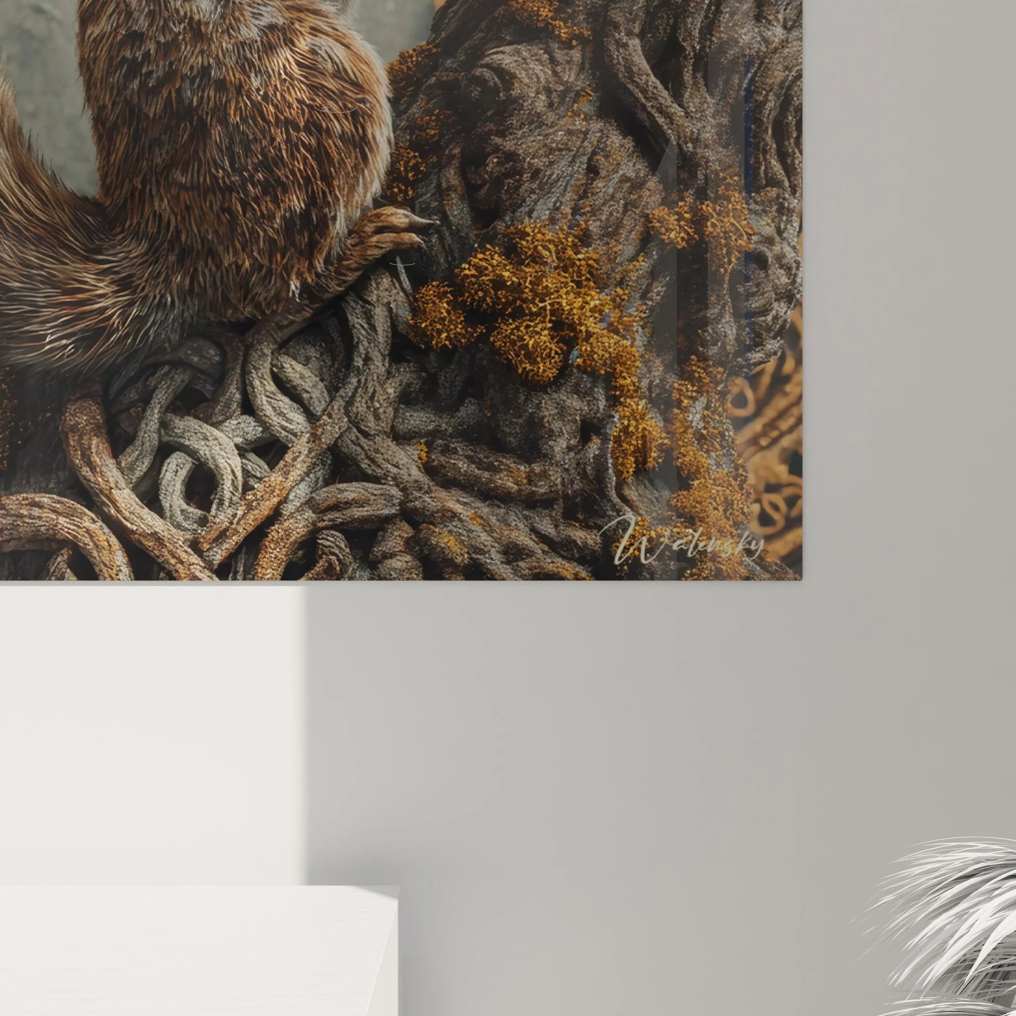 Gesamtansicht mystisches Eichhörnchen Wandbild XXL - keltische Naturkunst für Wohnräume