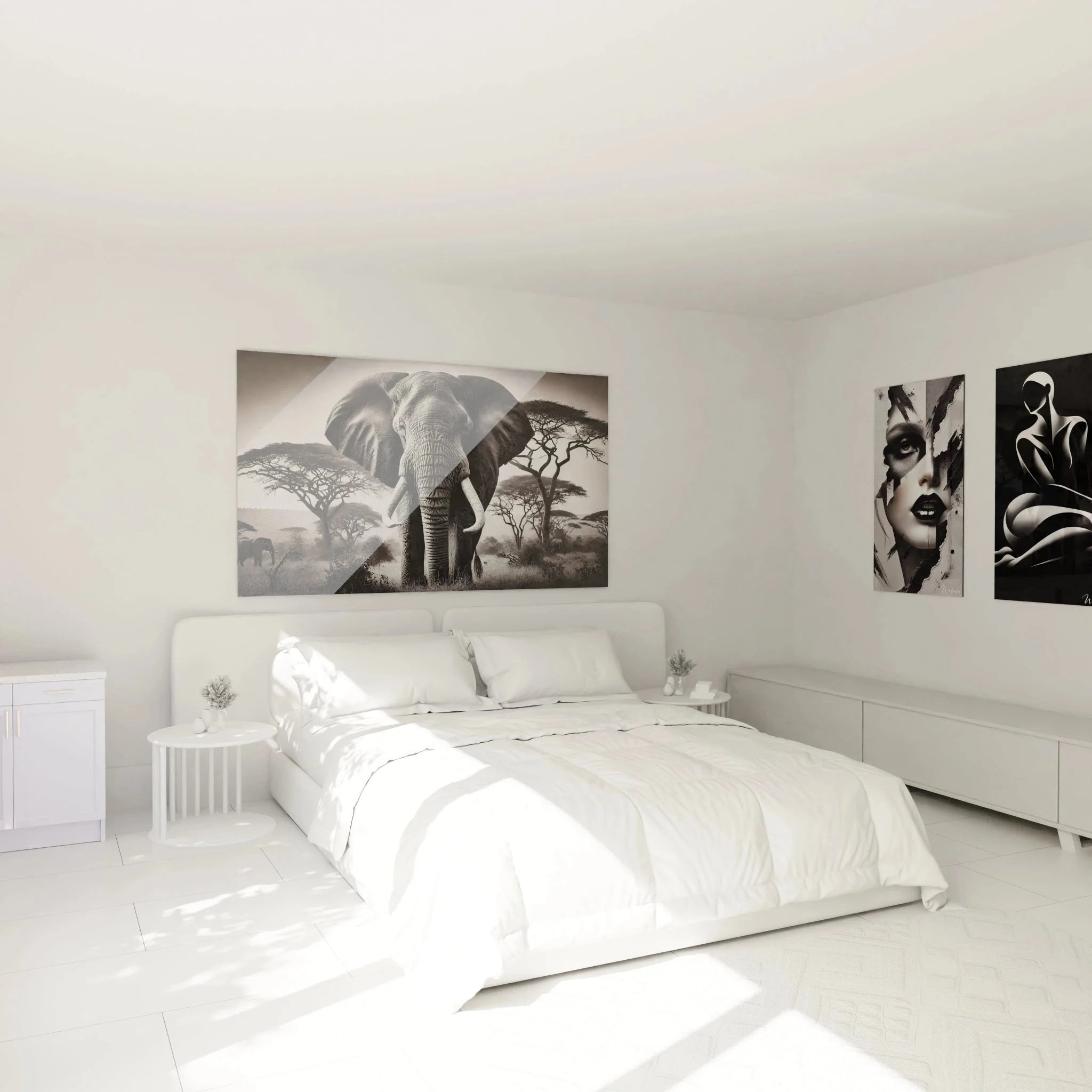 Wandbild XXL Elefant schwarz-weiß als stilvolle Schlafzimmer Dekoration