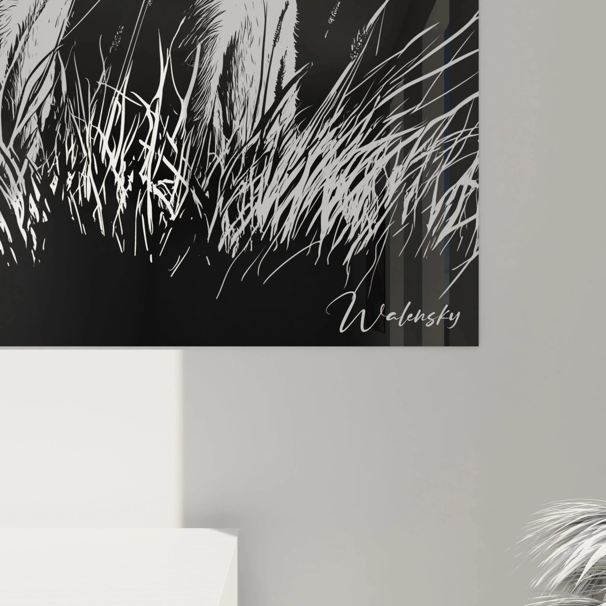 Wandbild Erdmännchen Familie Gesamtansicht schwarz-weiß Savannentiere Kunstdruck Dekoration