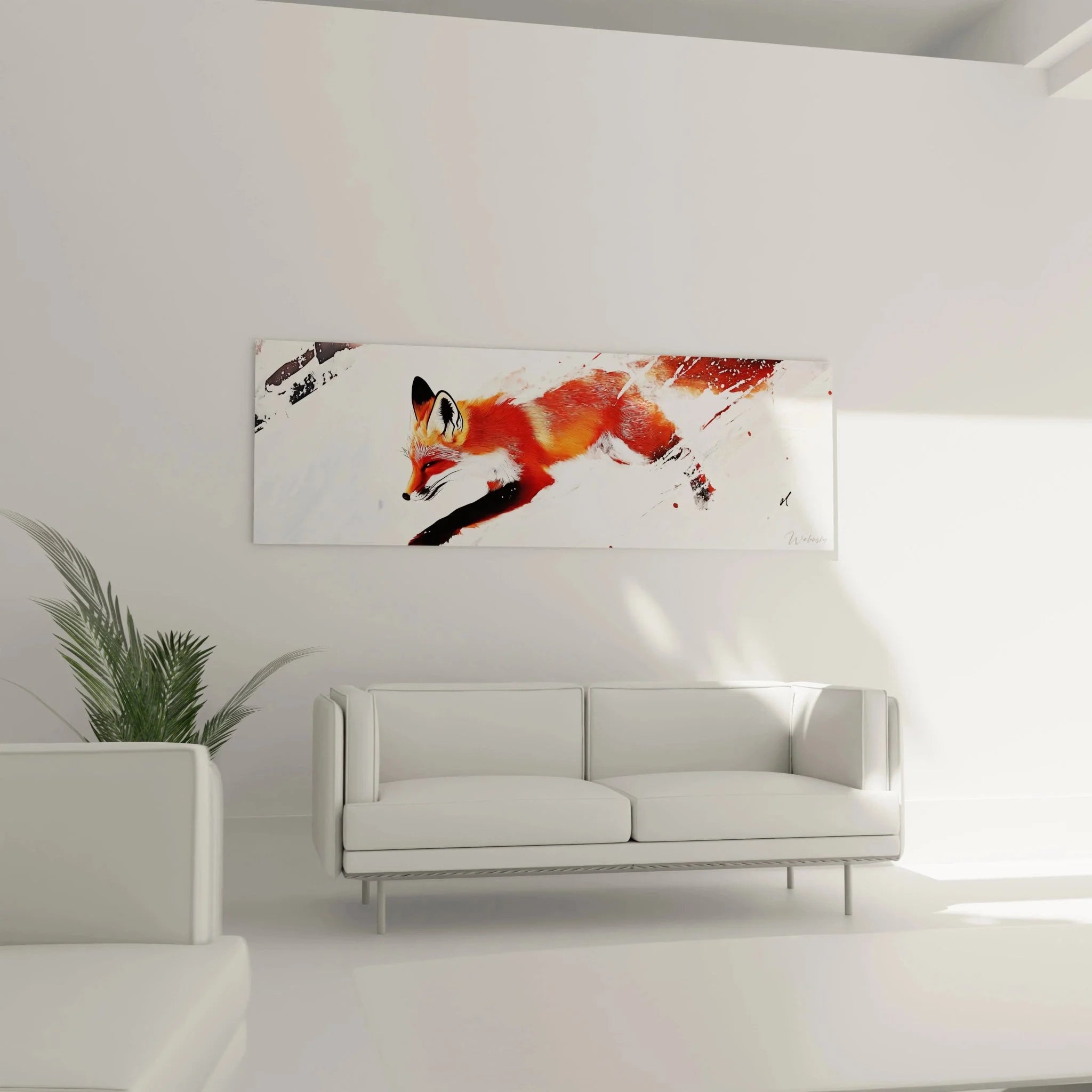 Nahaufnahme Fuchs Leinwand - Detailansicht der ausdrucksstarken Gesichtszüge und Farbverläufe