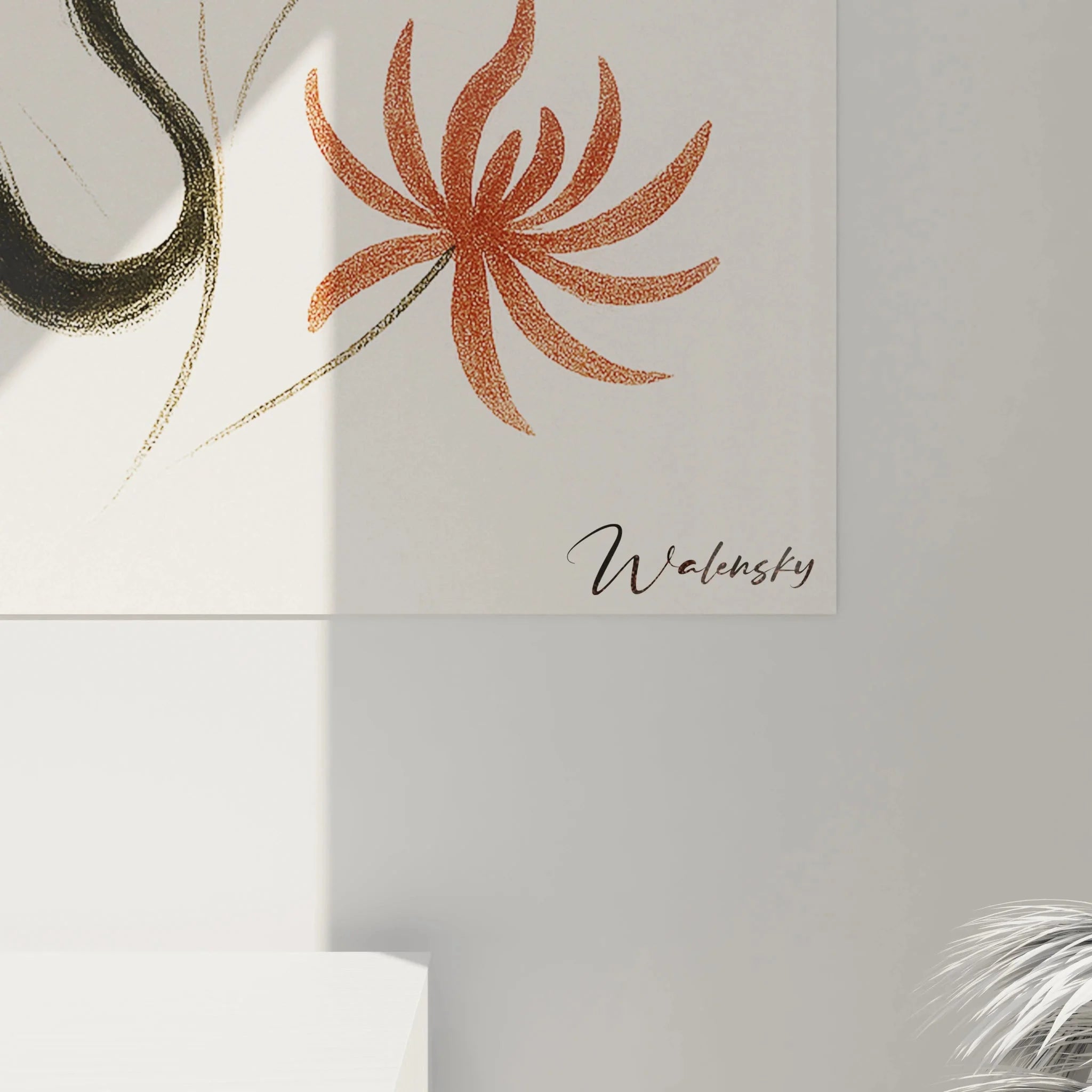 Gesamtansicht Wandbild mystischer chinesischer Drache zwischen blühenden Lotus - Feng Shui Dekoration