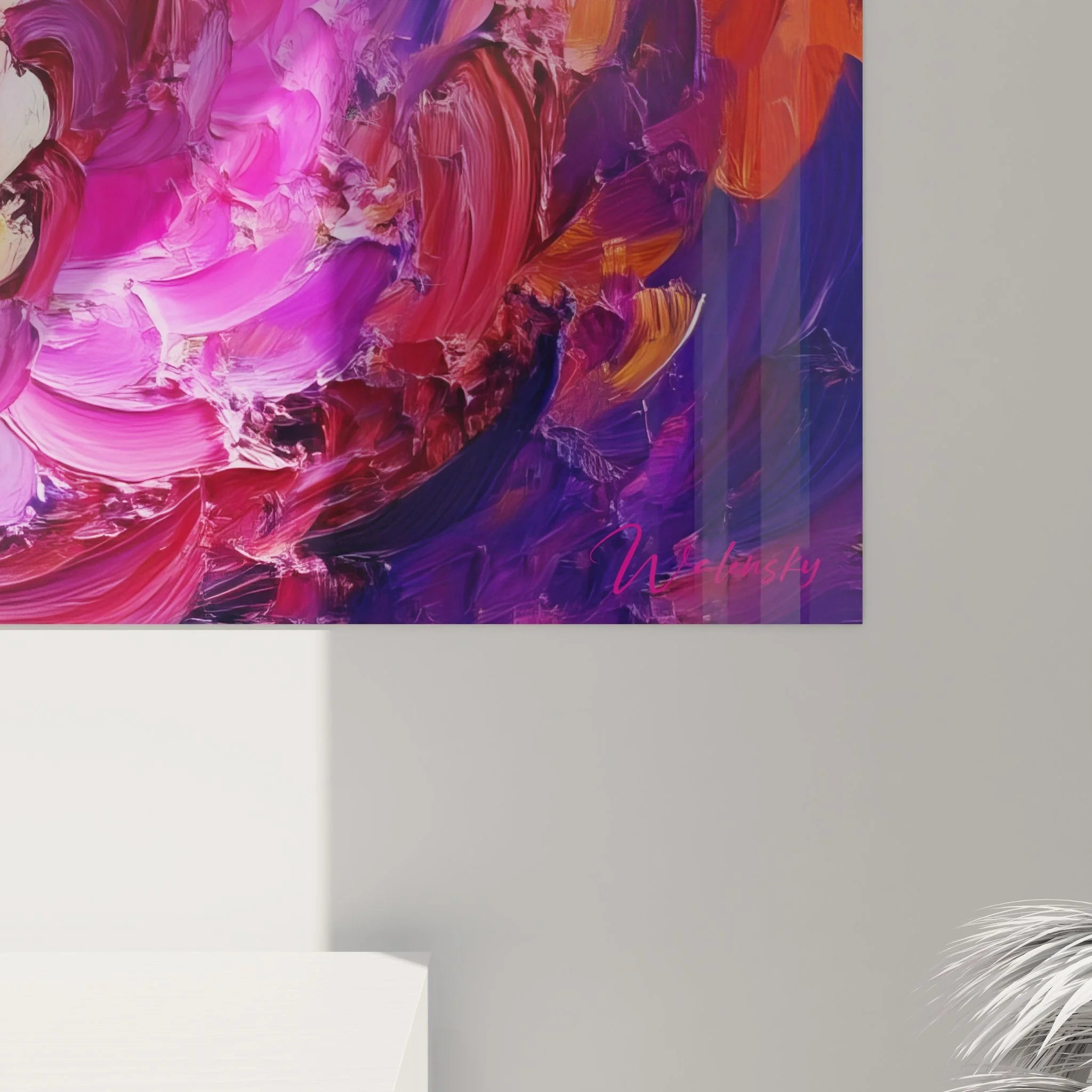 Gesamtansicht Wandbild Farbspirale - komplette abstrakte Spiralen Komposition in leuchtenden Farben