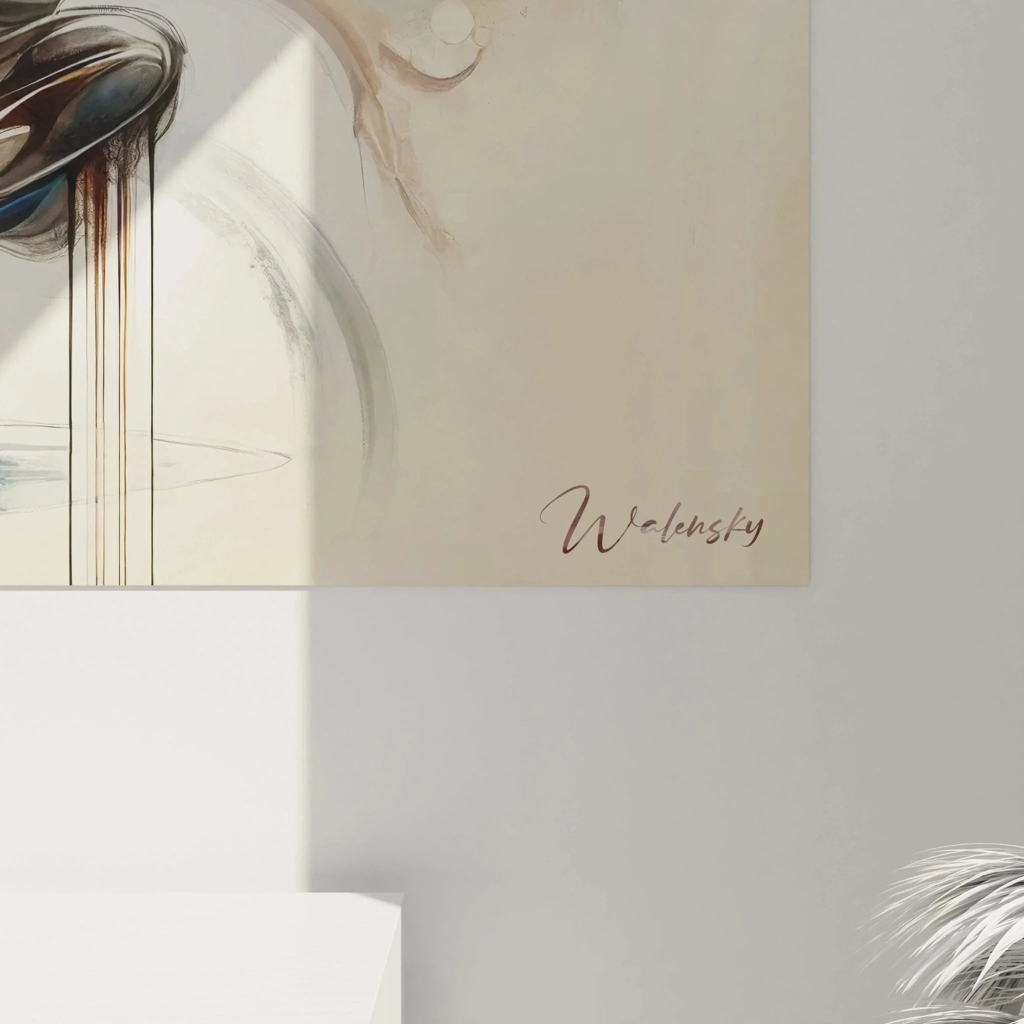 Gesamtansicht Wandbild Krieger, moderne chinesische Kunst mit harmonischer Farbkomposition