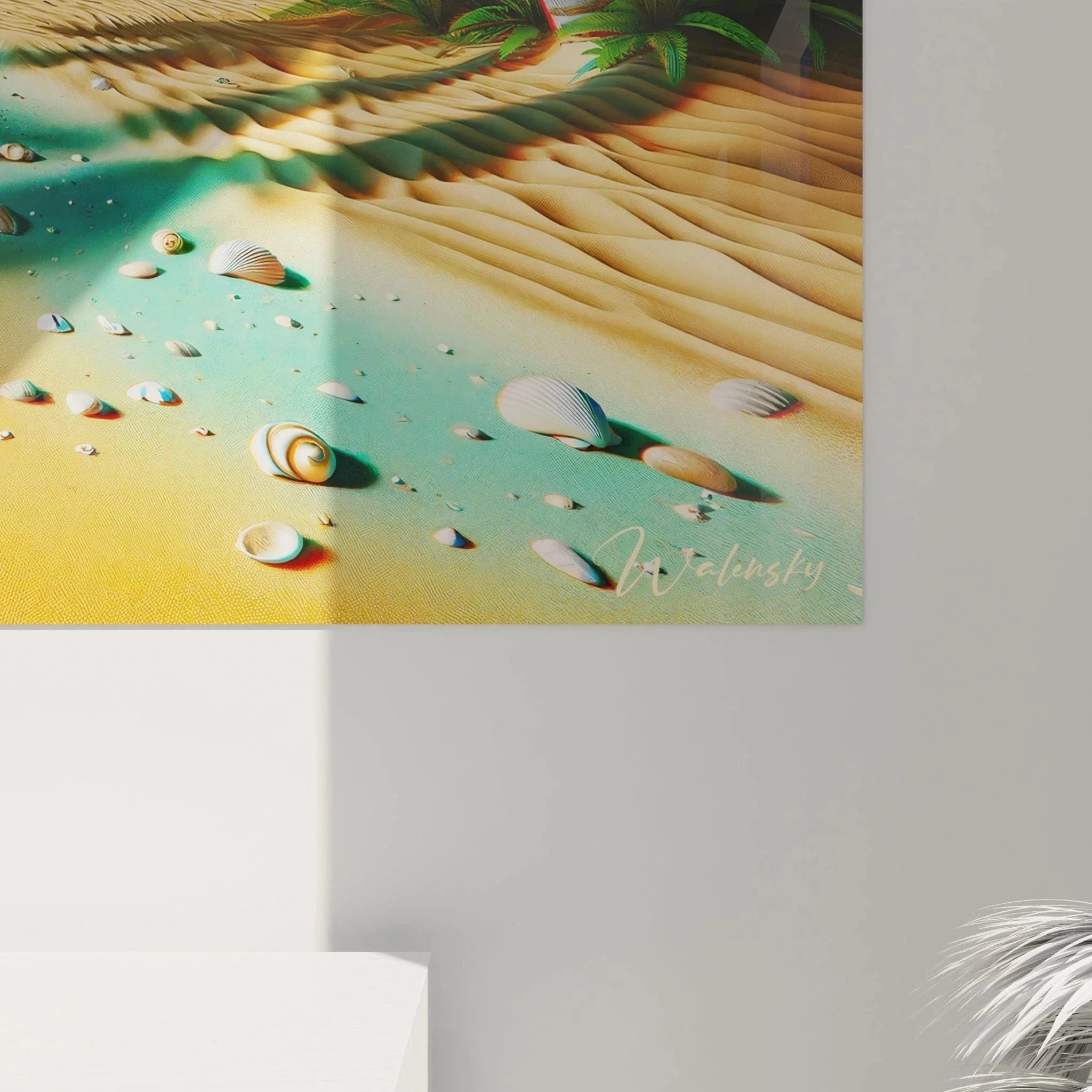 Gesamtansicht tropisches Wandbild Strand Palmen - Karibische Strandszene als Wanddekoration XXL