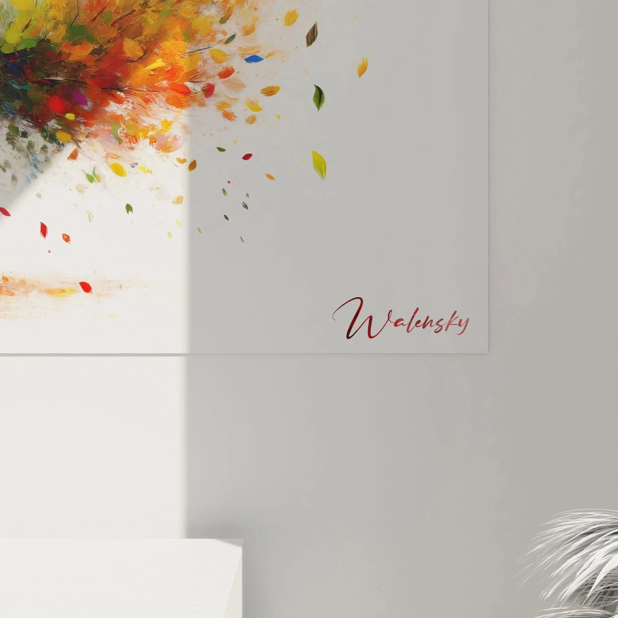 Gesamtansicht abstrakte Wanddekoration Farbexplosion moderne Kunstdrucke XXL Edition Baum