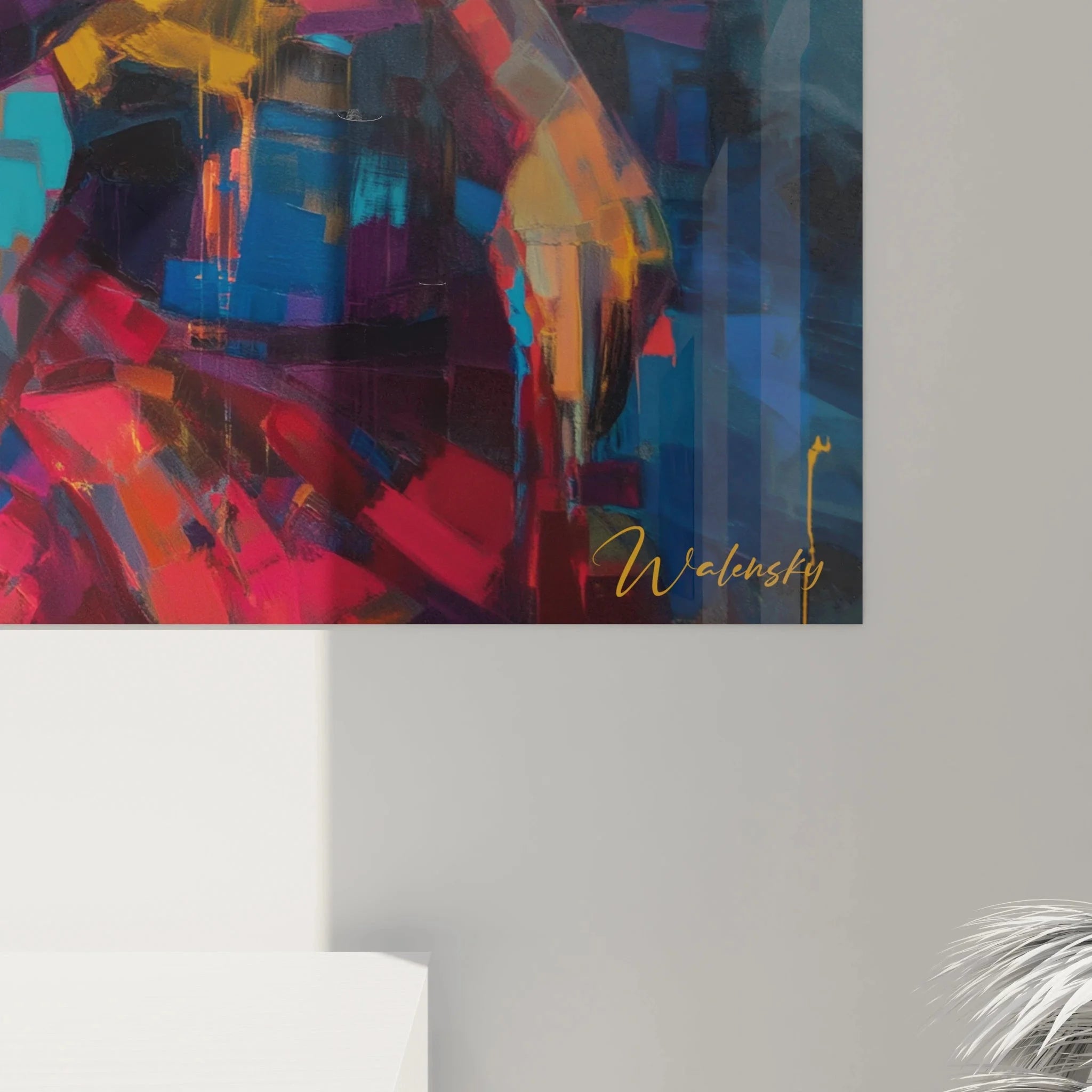 Gesamtansicht Wandbild afrikanischer Tanz - komplette Komposition der vier abstrakten Figuren