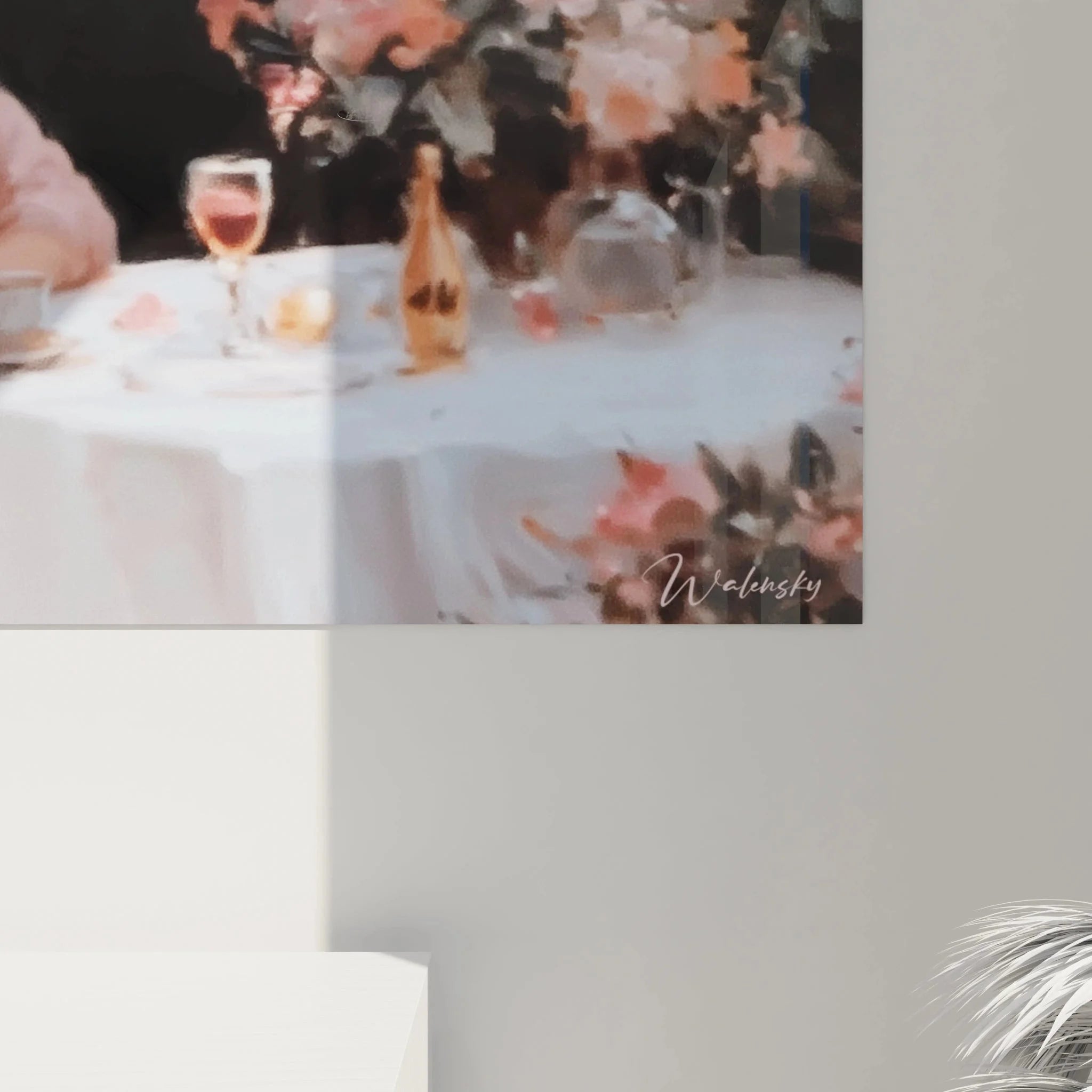 Gesamtansicht Belle Époque Café Gesellschaft Wandbild mit Blumen Klassizismus Kunstdruck
