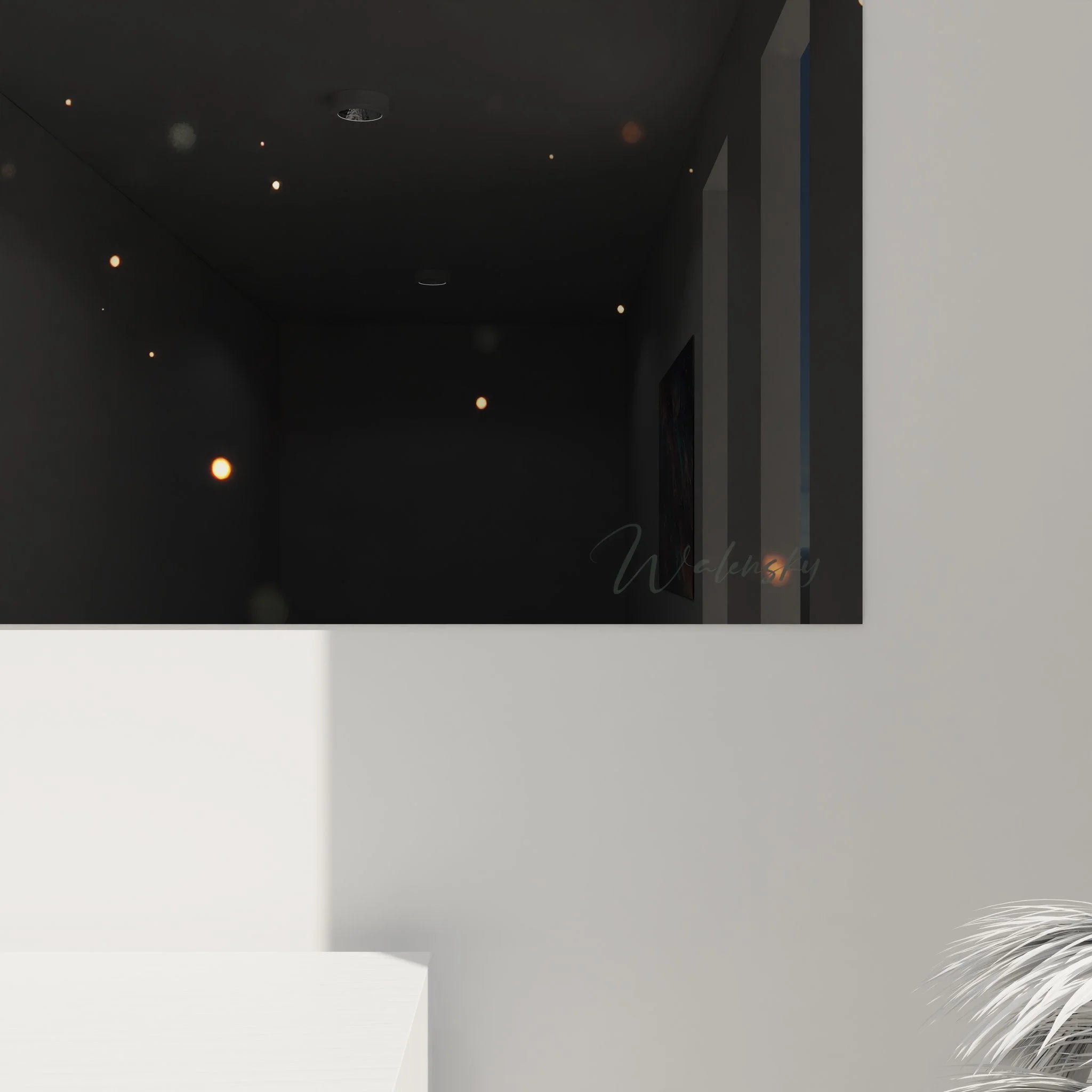 Gesamtansicht DNA Wandbild XXL mit vollständiger Doppelhelix und goldenem Lichtspektrum