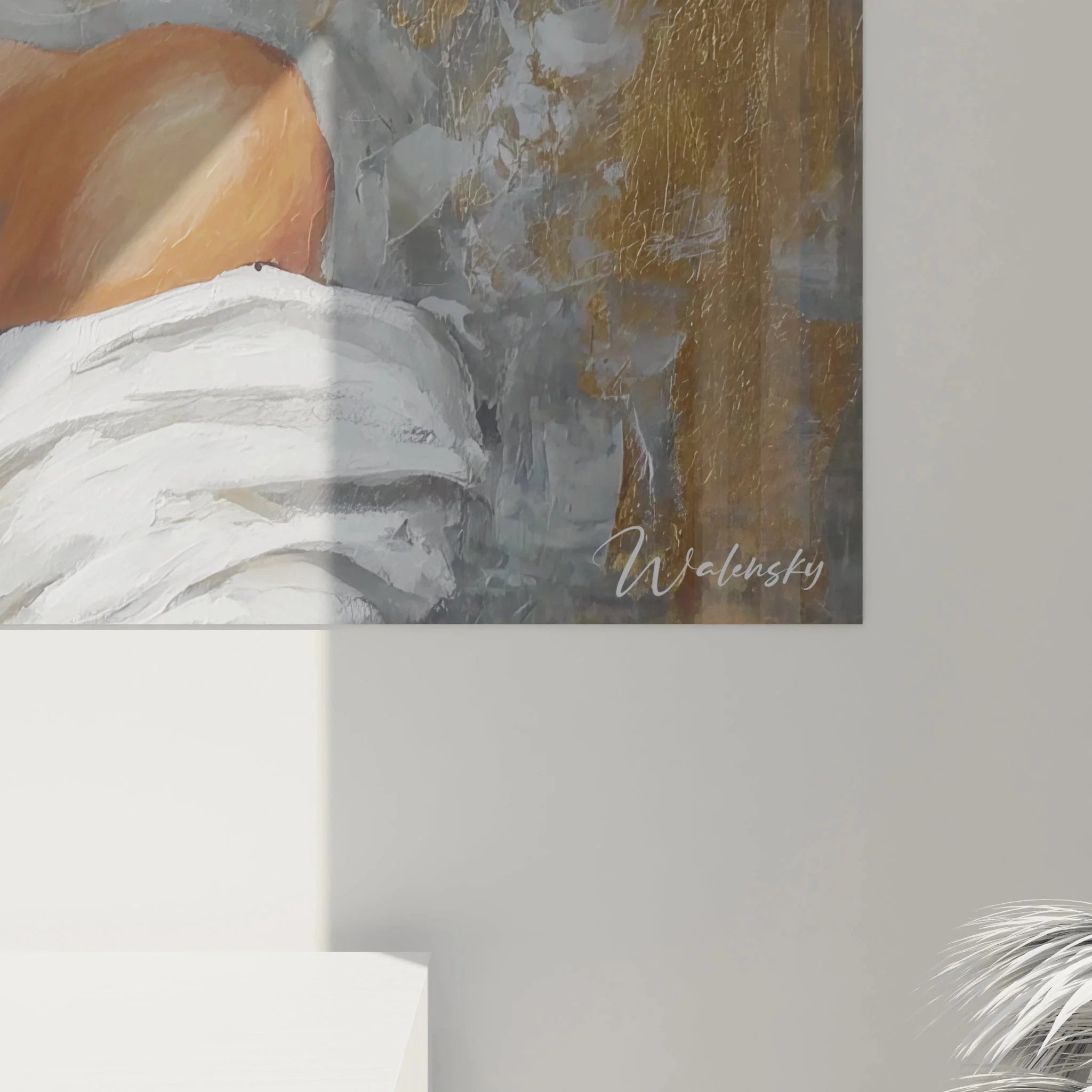 Gesamtansicht Wandbild elegante Frau Portrait mit Golddetails - Mode-Gesicht Kollektion Wanddekoration