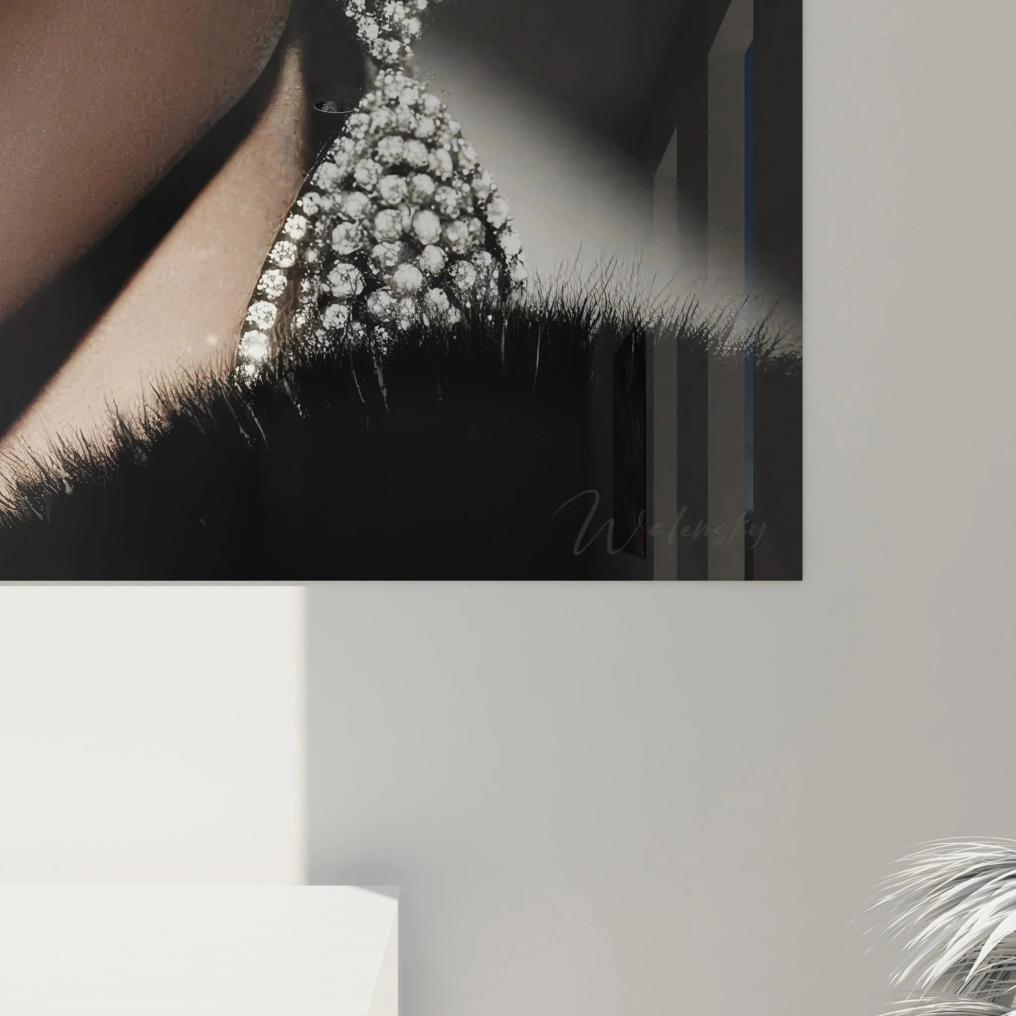 Gesamtansicht glamouröses Fashion Wandbild - Frau mit Diamant-Sonnenbrille als Wanddekoration