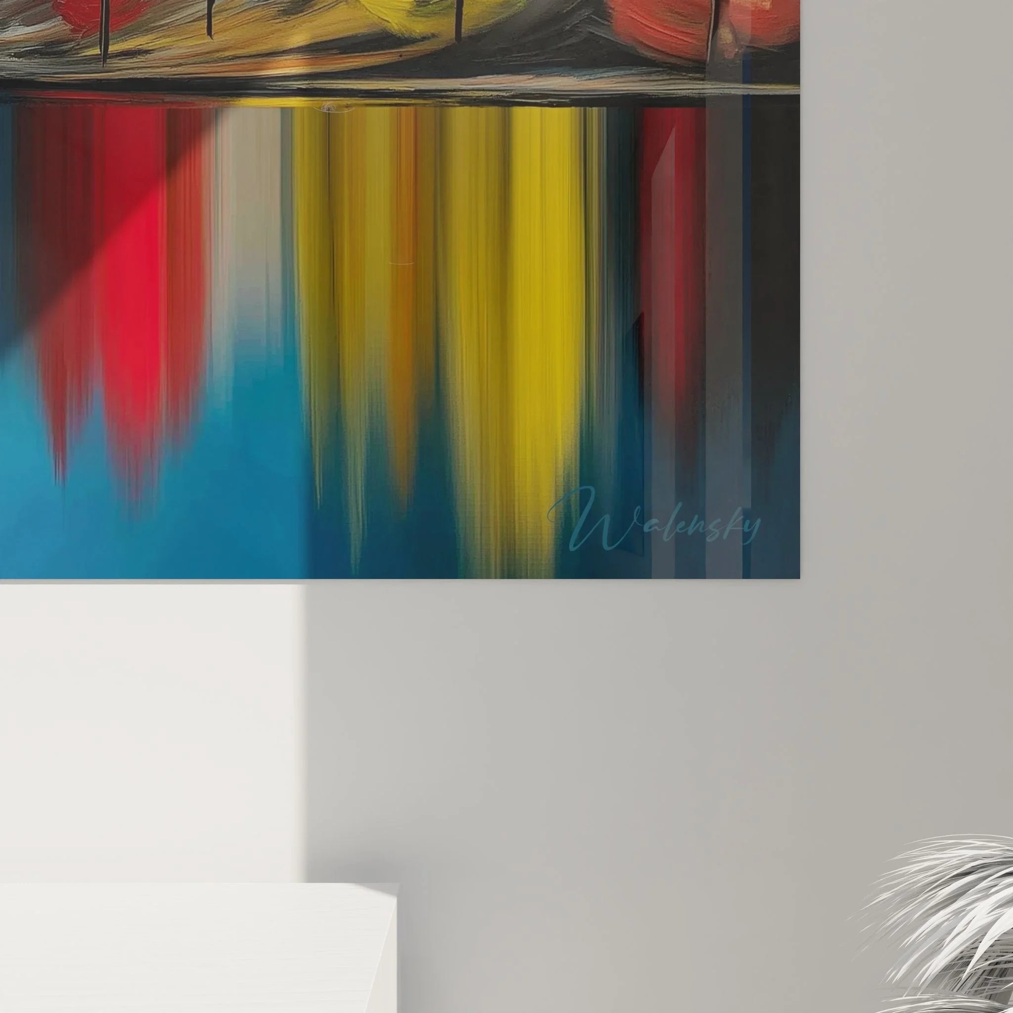 Gesamtansicht Wandbild Herbst am See - Farbenfrohe Naturszene mit Bergen und Waldreflexionen