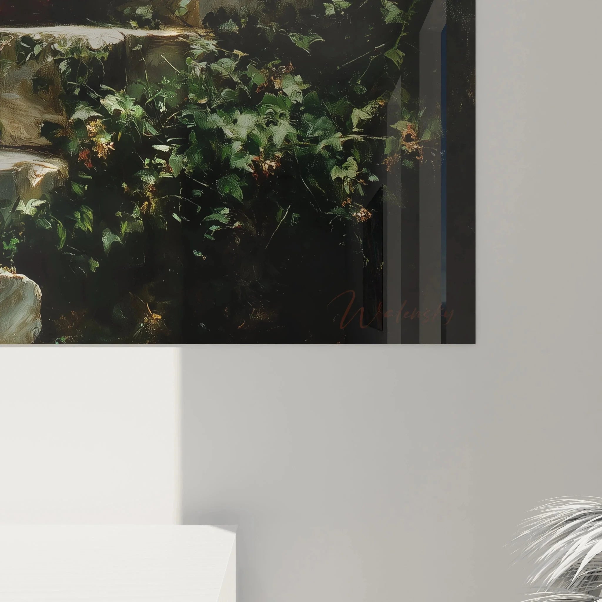 Gesamtansicht Wandbild Klassizismus melancholische Szene Frau antike Architektur