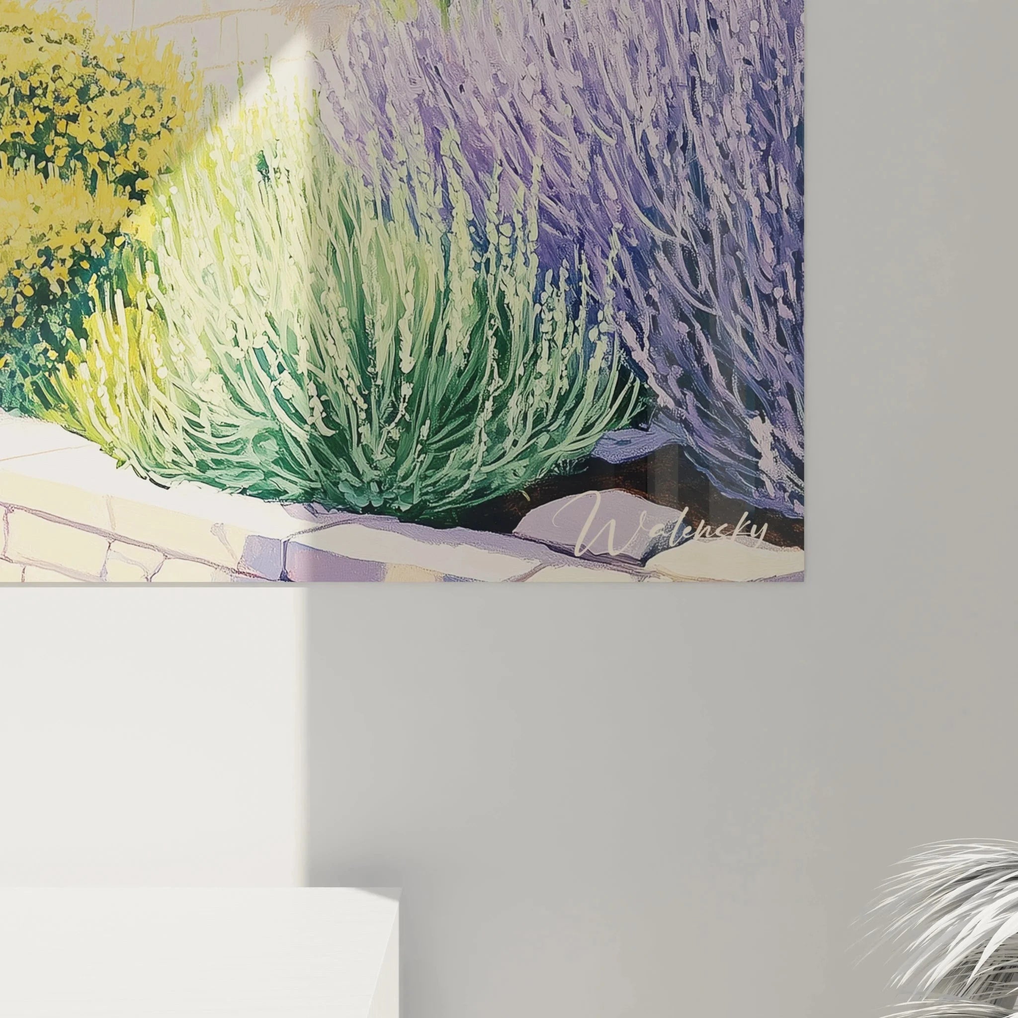 Gesamtansicht Wandbild mediterrane Landschaft mit Villa und charakteristischen Zypressen