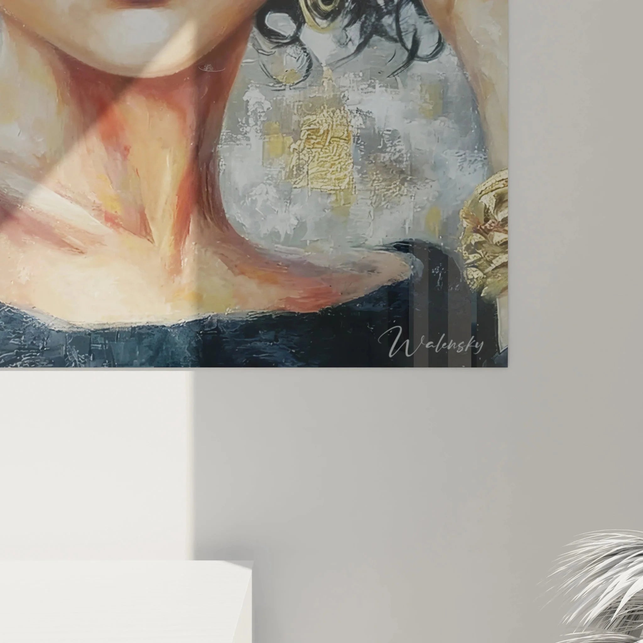 Gesamtansicht Wandbild Mode-Gesicht mit glamouröser Frau Portrait in modernem Rahmen