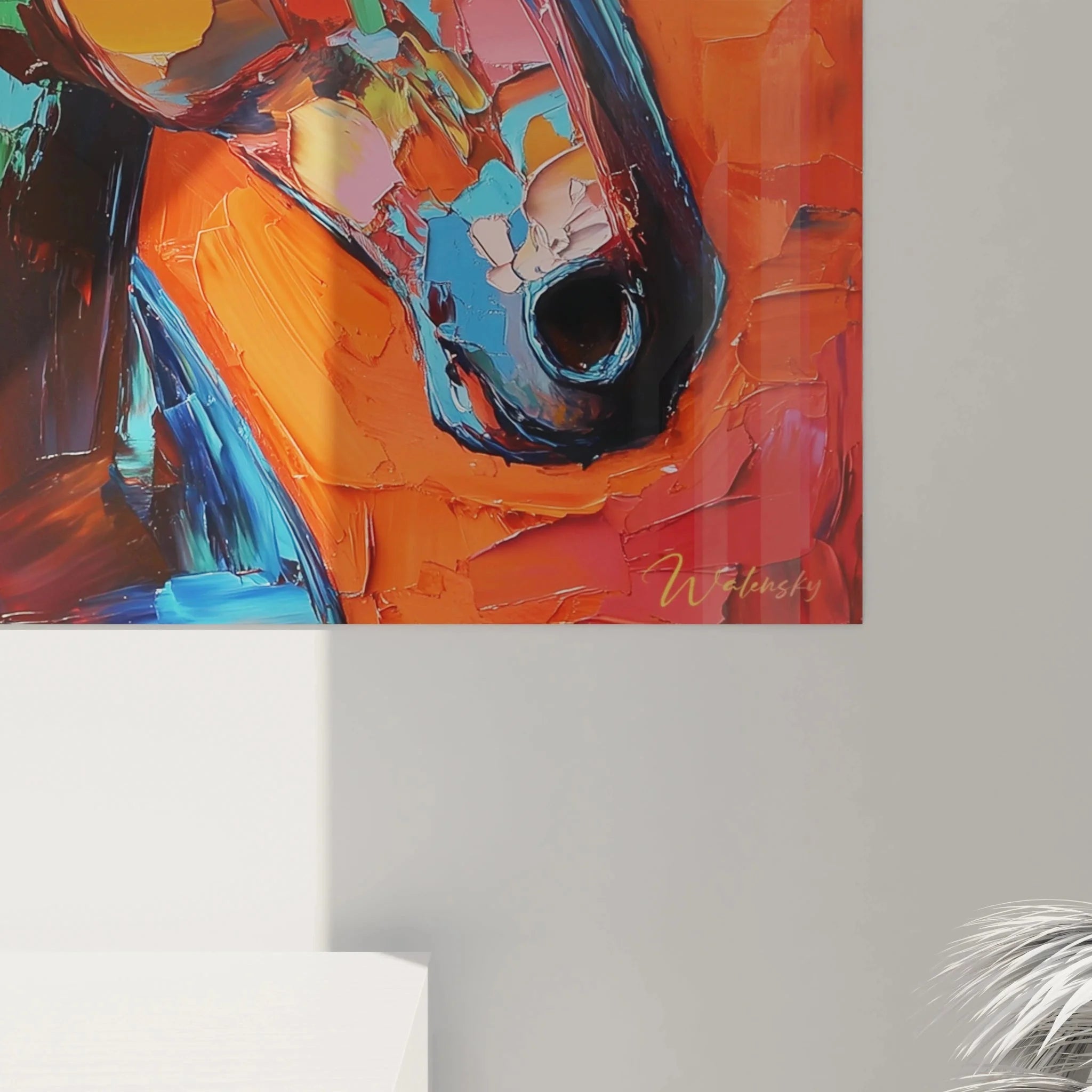 Gesamtansicht modernes Wandbild Pferd - Abstrakte Pferdemalerei in bunten Farben