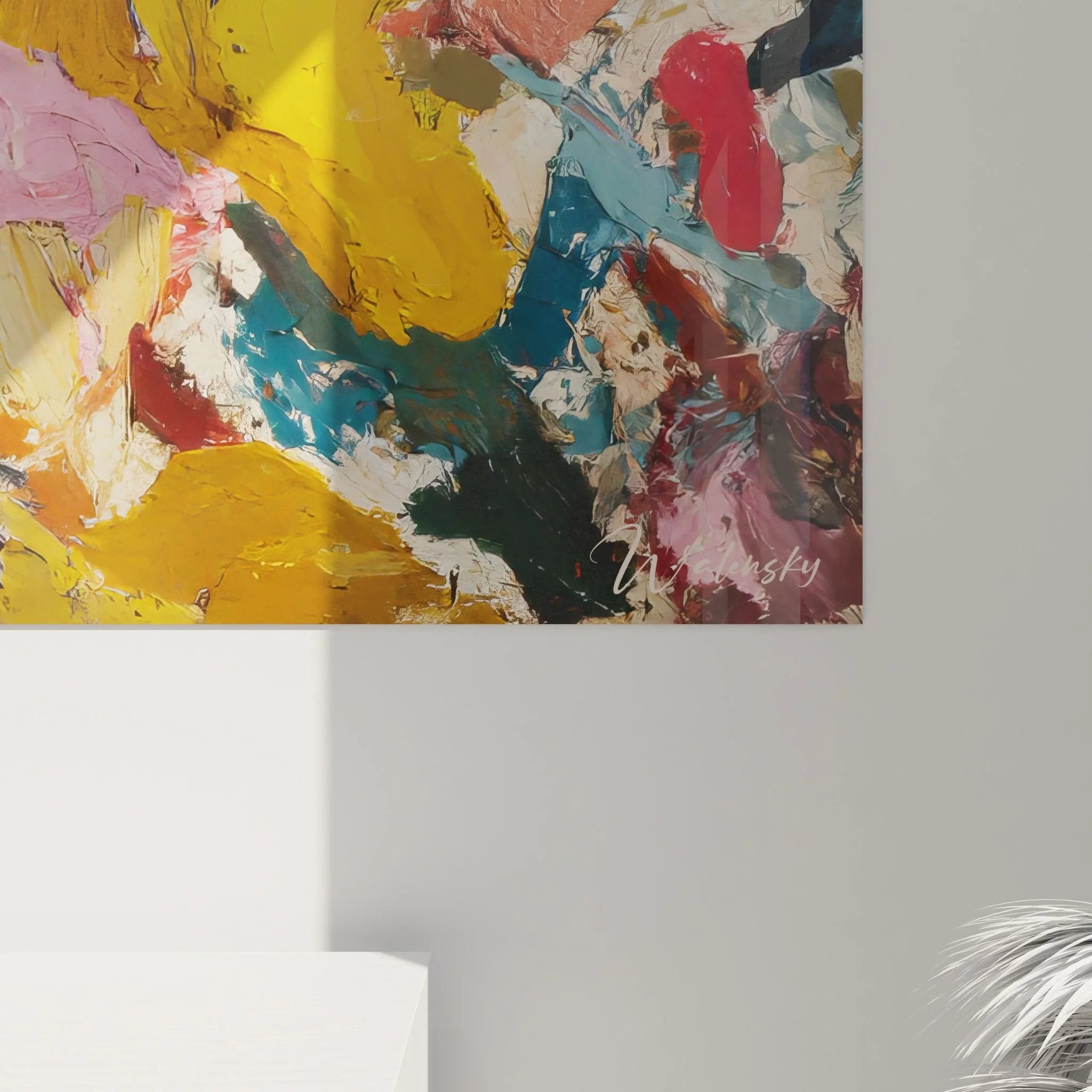 Gesamtansicht modernes Wandbild abstrakte Farbkomposition in hochwertiger Malerei-Optik