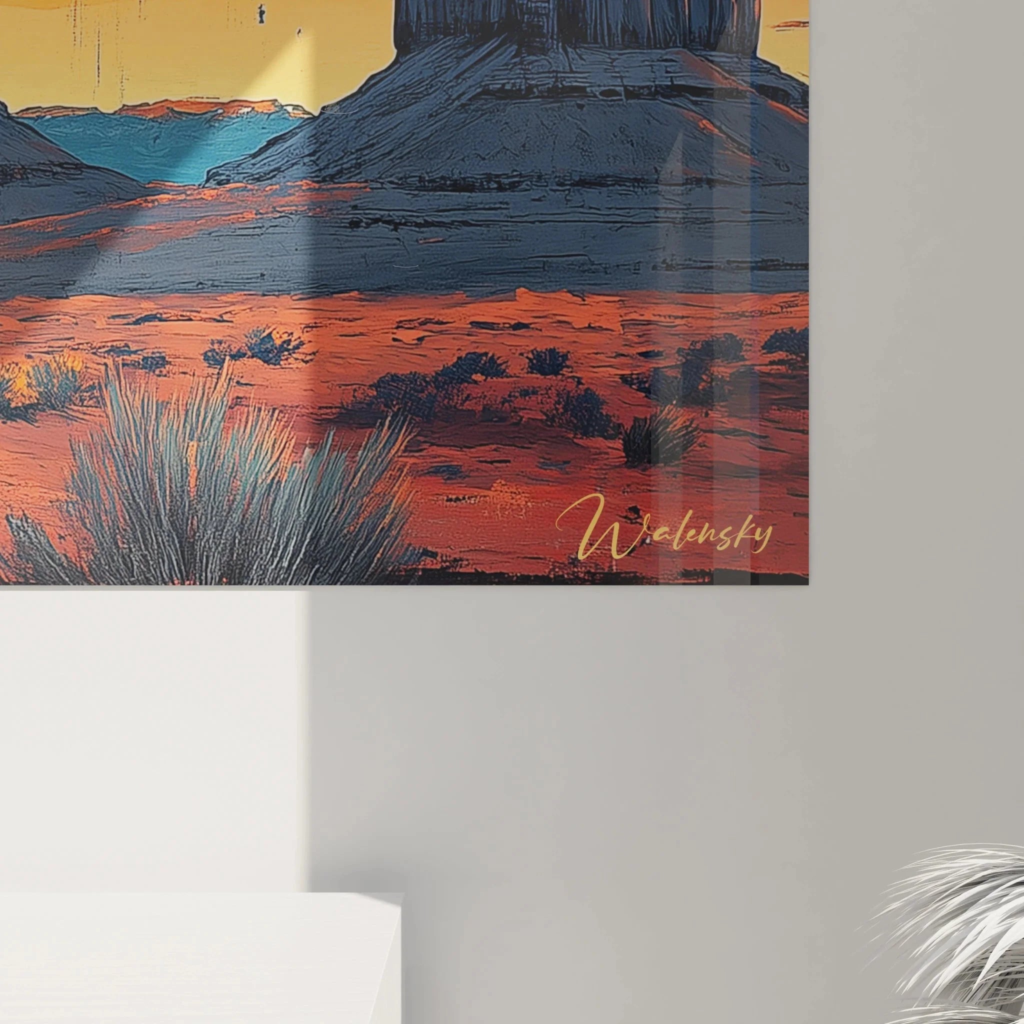 Gesamtansicht Monument Valley Sonnenuntergang Wandbild amerikanische Wüstenlandschaft Tafelberge Arizona