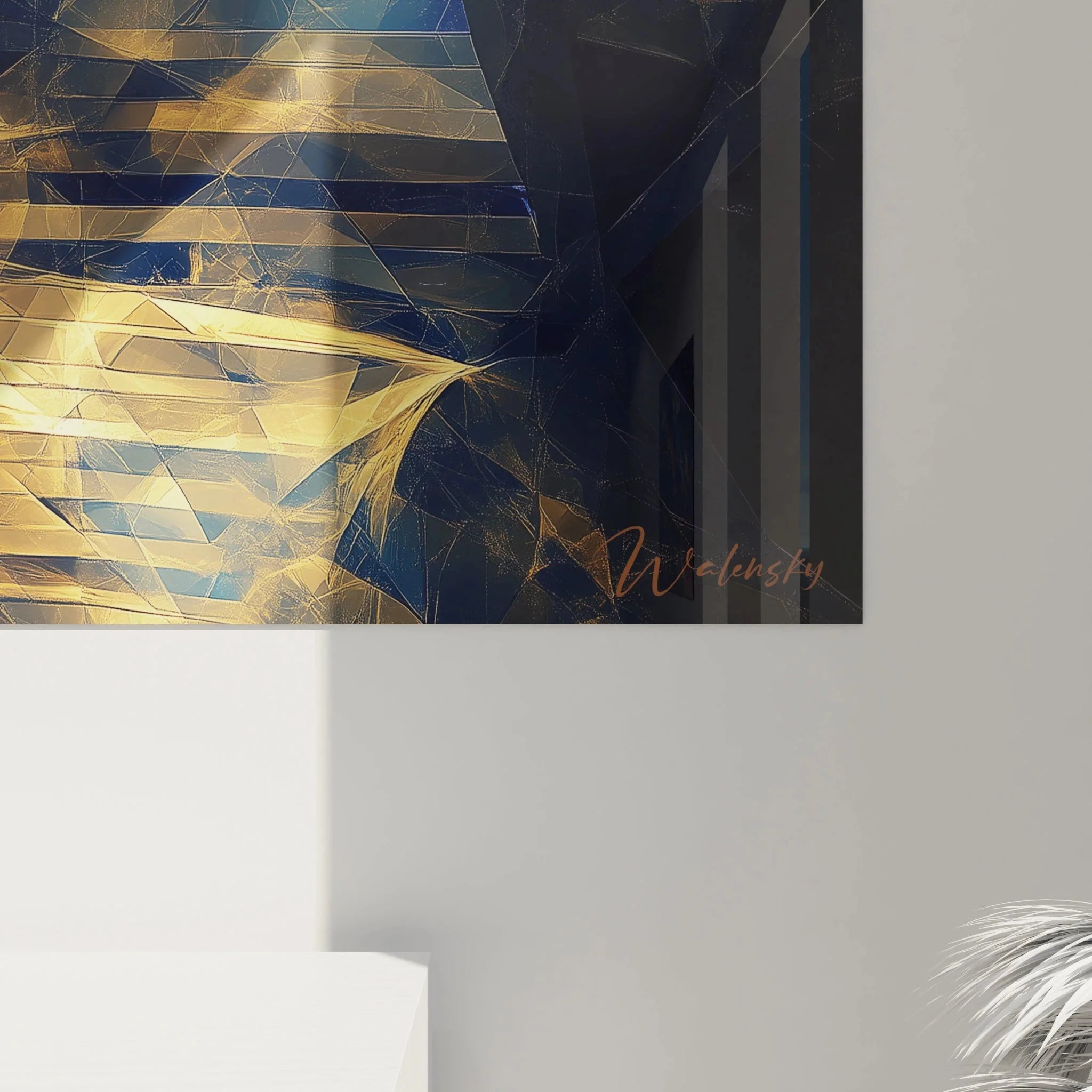 Gesamtansicht Pharao Wandbild Tutanchamun - majestätische ägyptische Goldmaske für Wohnraumgestaltung