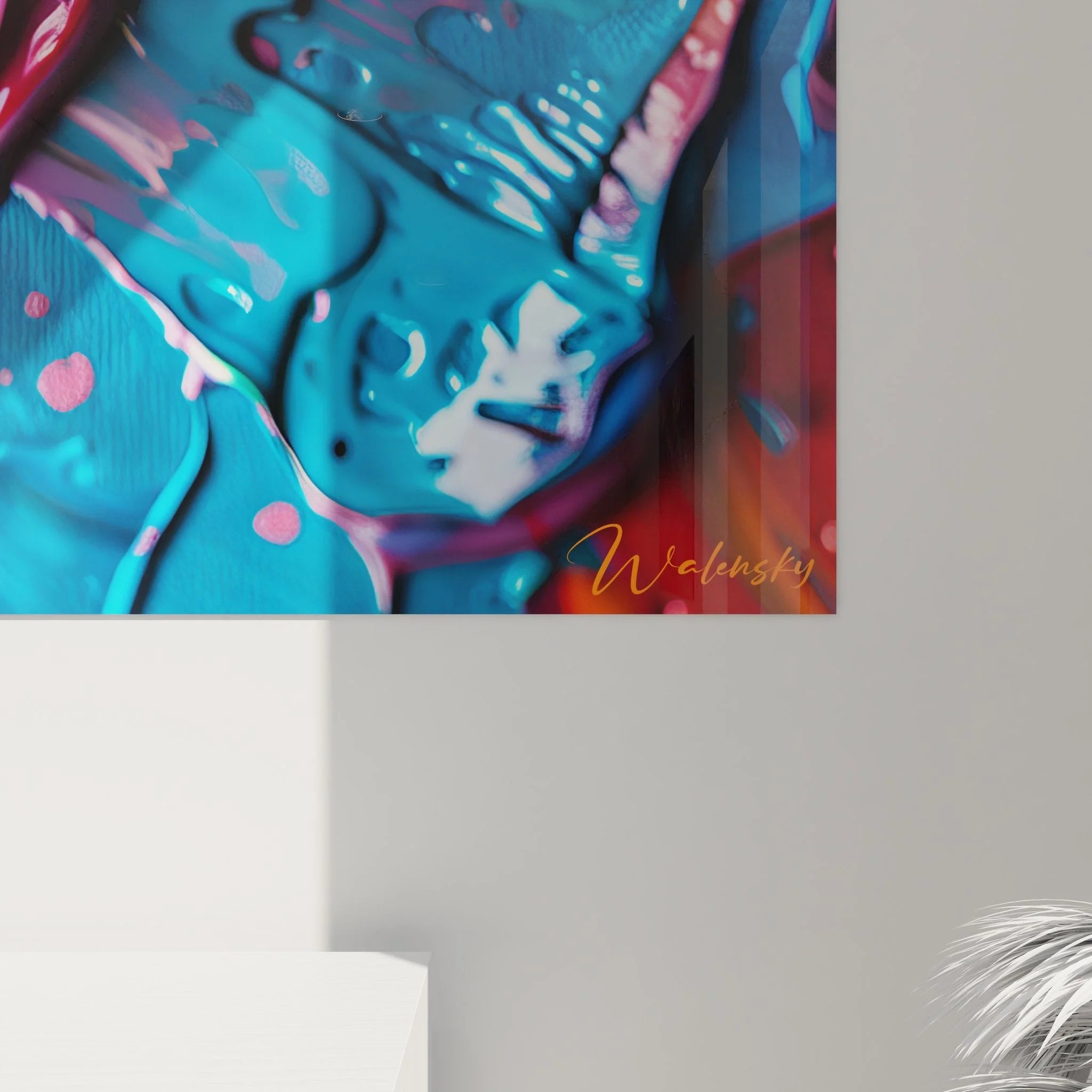 Gesamtansicht Wandbild abstrakte Farben mit expressiven Pinselstrichen - Edition Malerei-Optik