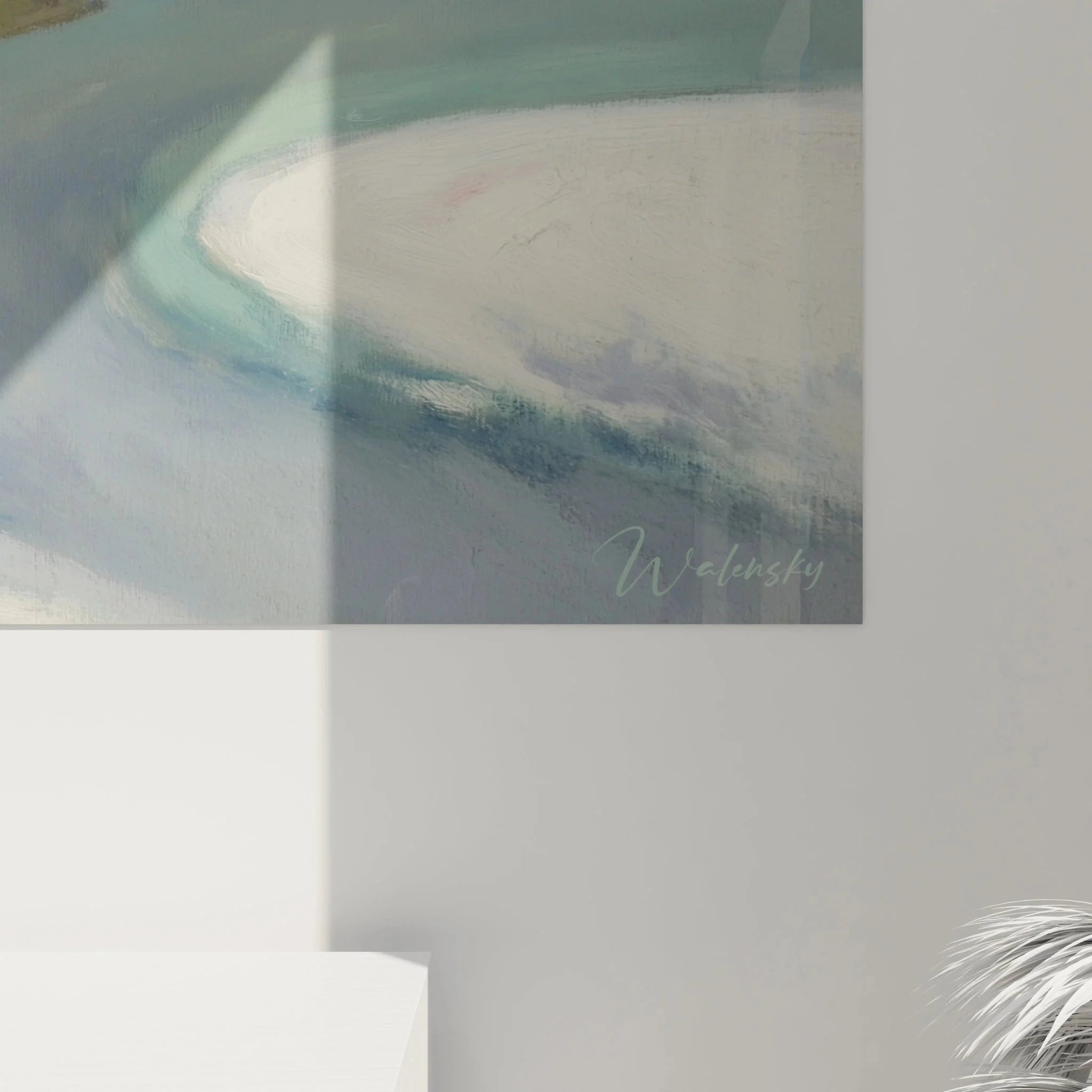 Gesamtansicht modernes Wandbild abstrakte Landschaft Dadaismus Edition Wohnzimmer