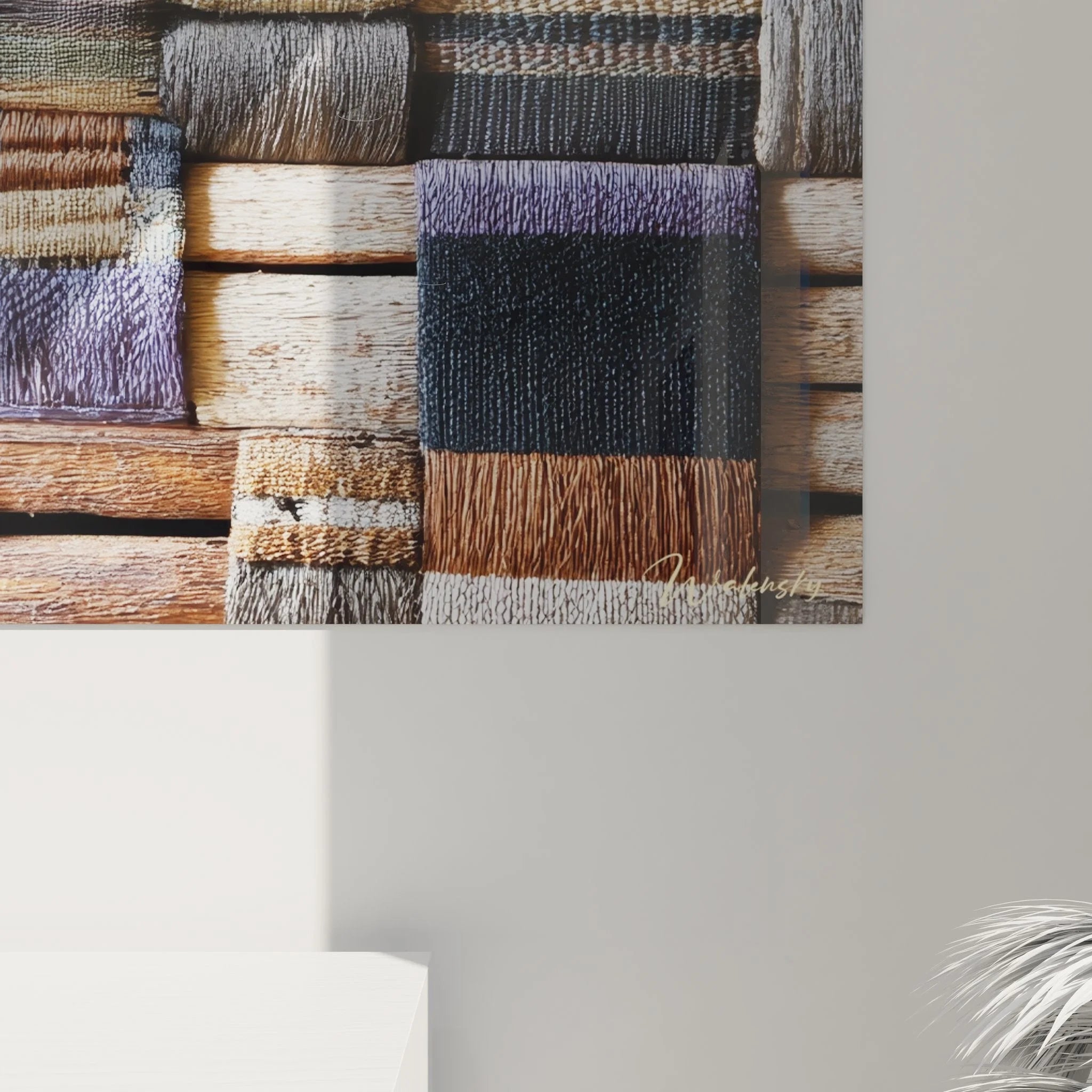 Gesamtansicht Wandbild afrikanische Textilien - Komposition traditioneller Webarbeiten Afrika