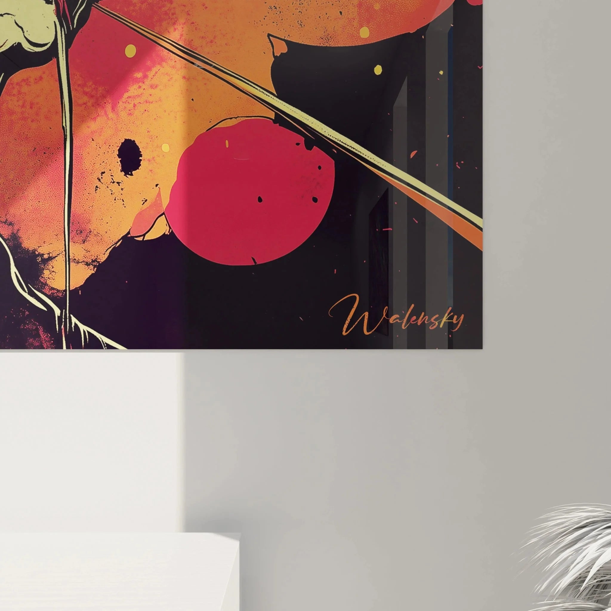 Gesamtansicht Wandbild Alien mit Energiewirbel sci-fi Kunstwerk warme Farbpalette Edition Goya Übersicht