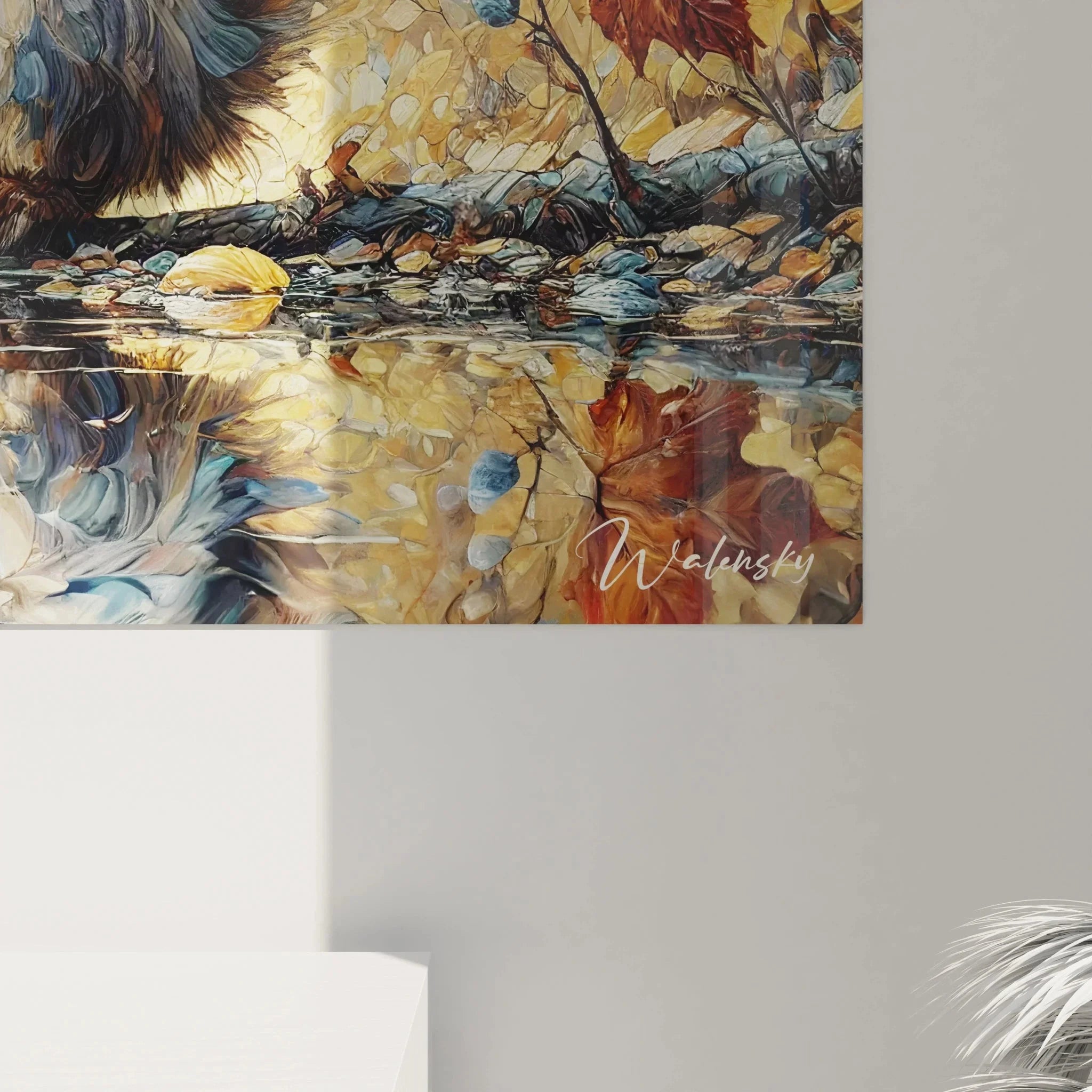 Gesamtansicht Wandbild Eichhörnchen am Wasser - Edition Eichhörnchen Kunstdruck XXL