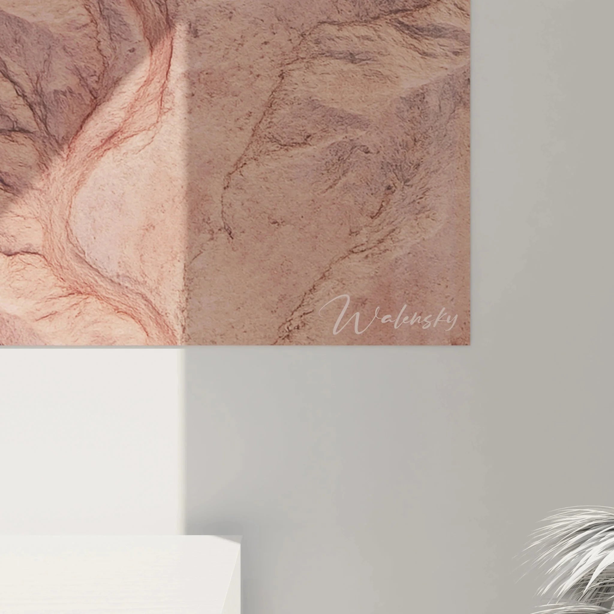 Gesamtansicht des Wandbildes Erosionslandschaft mit natürlichen Verzweigungen in Terrakottatönen