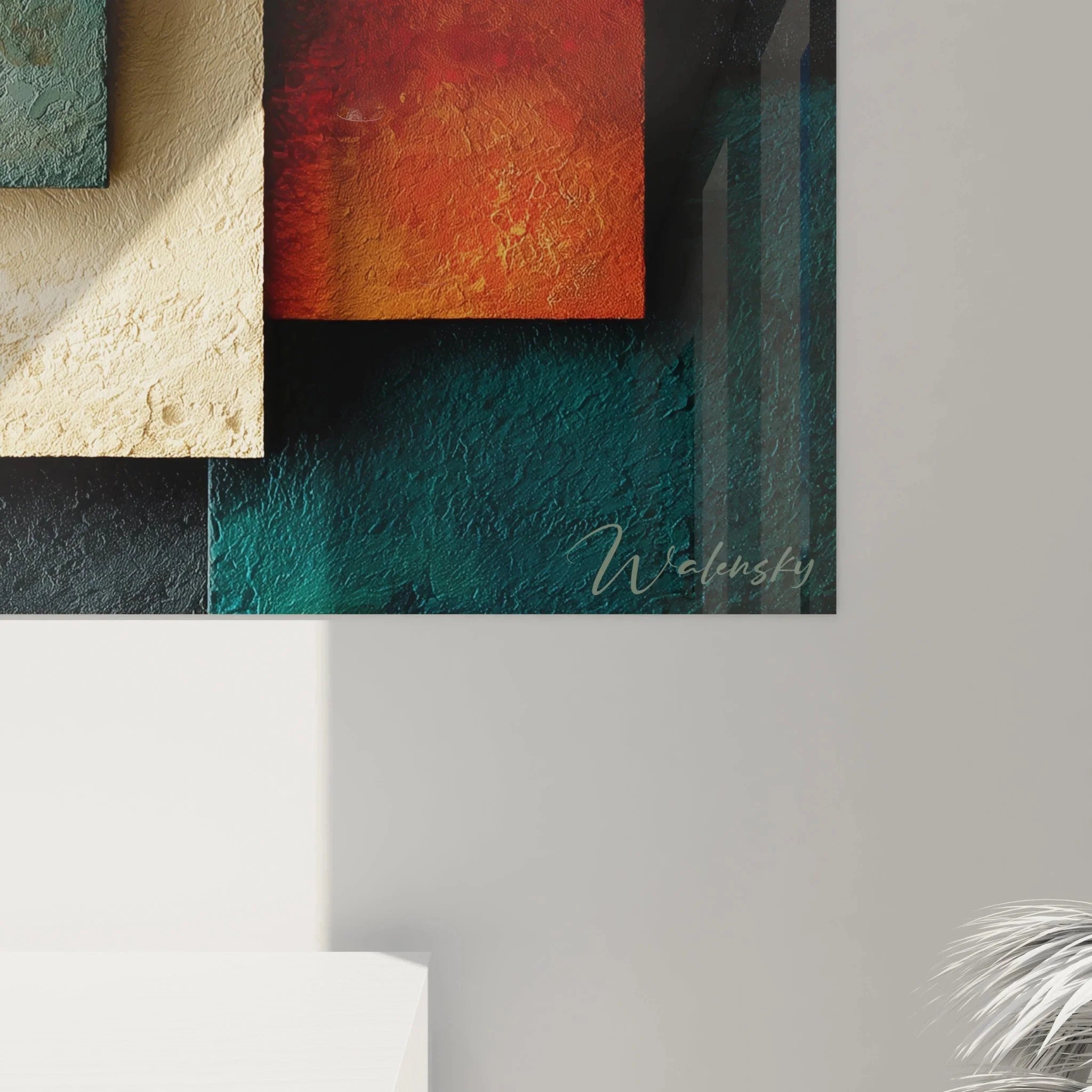 Gesamtansicht Wandbild geometrische Abstraktion Bauhaus Komposition dreidimensional