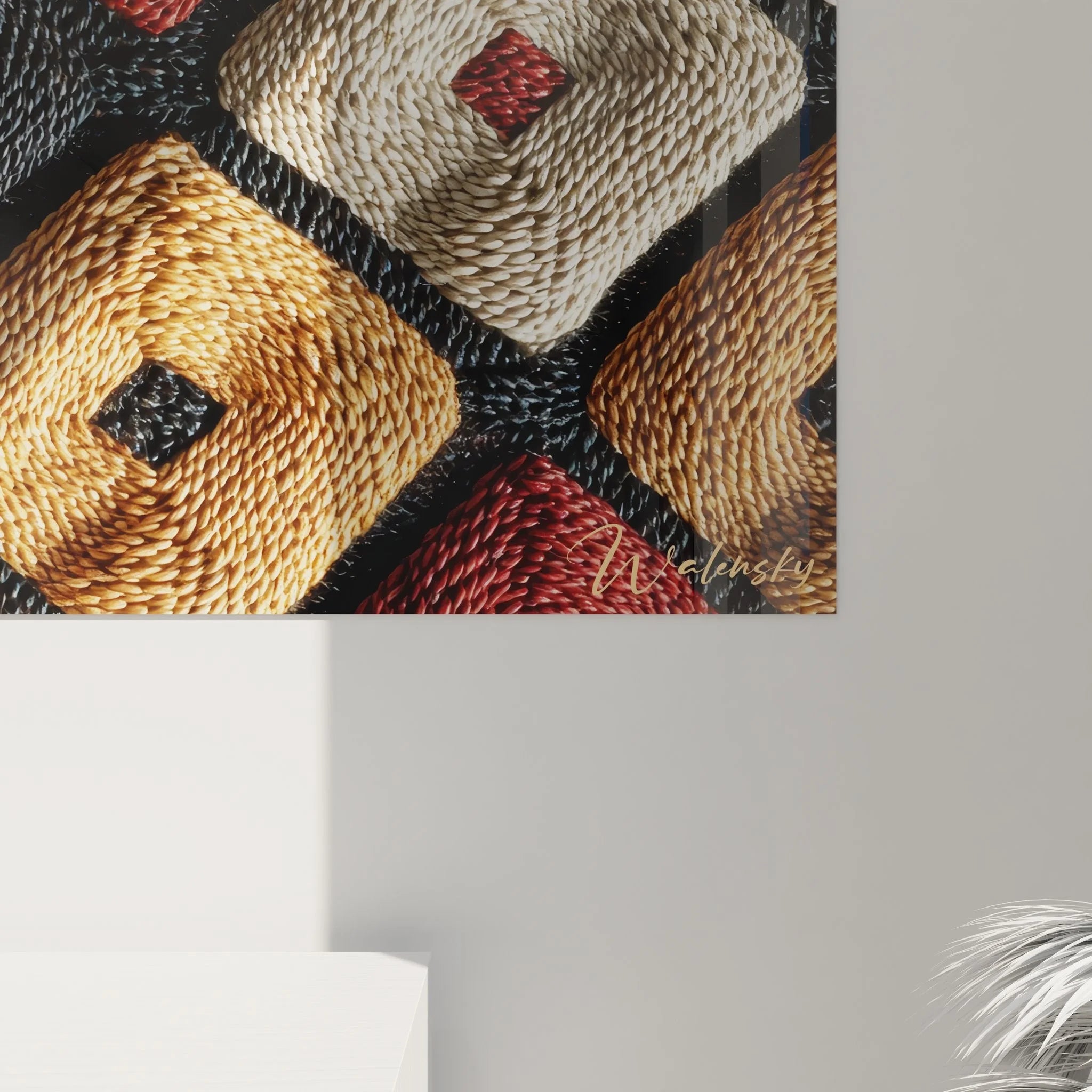 Gesamtansicht Wandbild geometrische afrikanische Muster als moderne Raumdekoration