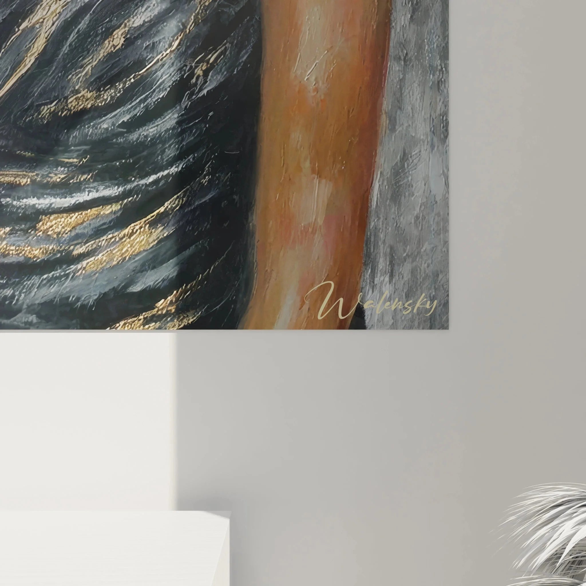 Gesamtansicht Wandbild glamouröse Dame - elegante Wanddekoration für moderne Wohnräume