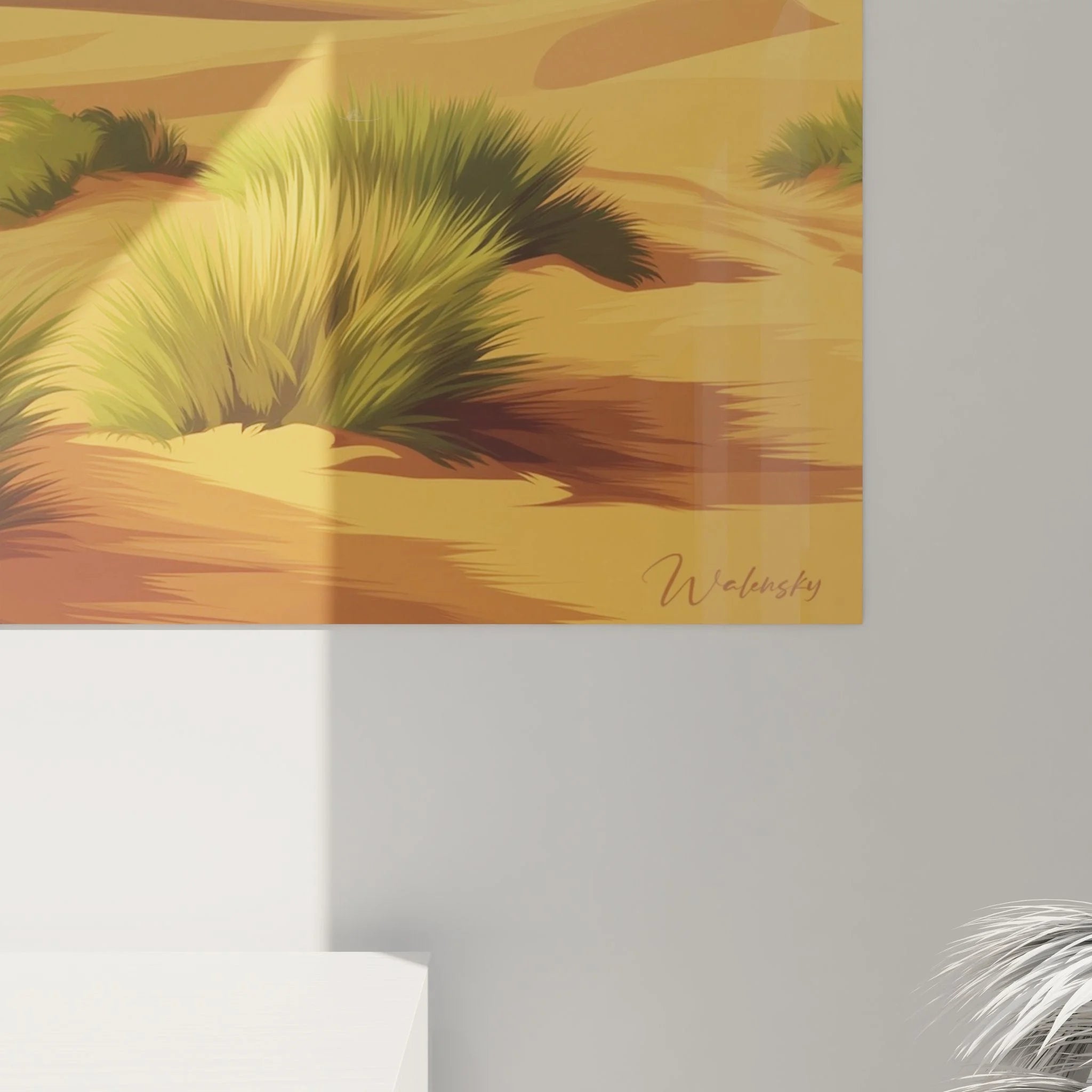 Gesamtansicht Wandbild goldene Savanne mit Baobab-Baum, Afrika Landschaft XXL Format