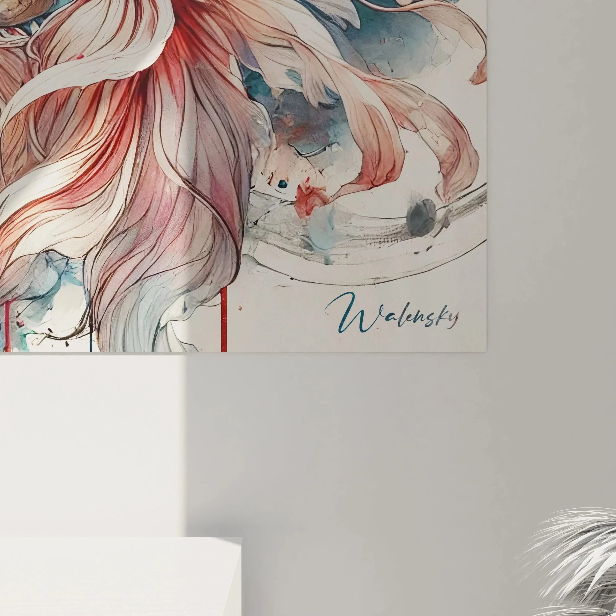 Gesamtansicht Wandbild Goldfische Aquarell Stil Raumwirkung maritime Wandkunst Fisch Dekoration