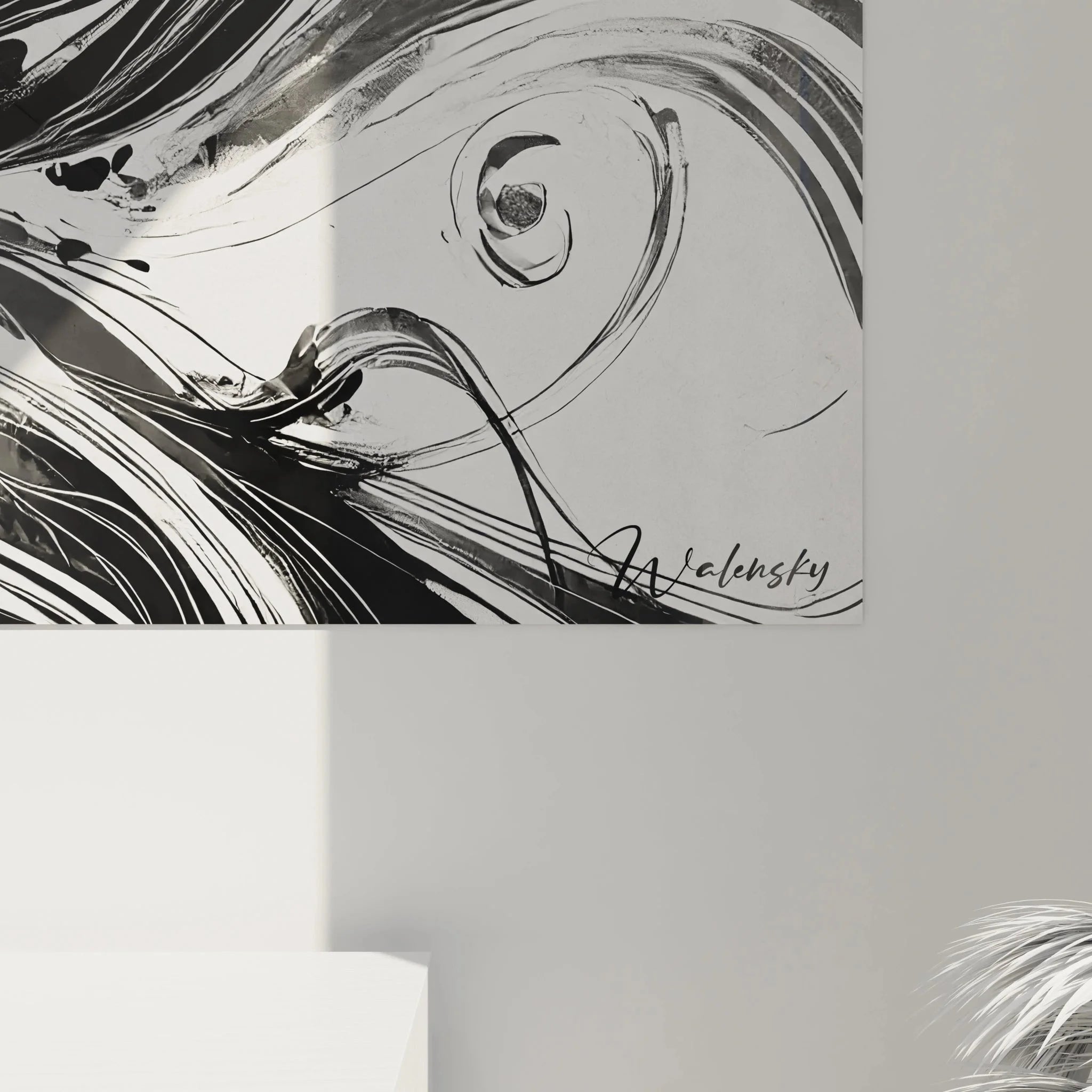 Gesamtansicht Wandbild Klavierspielerin moderne Musikdekoration schwarz weiß Wandkunst XXL