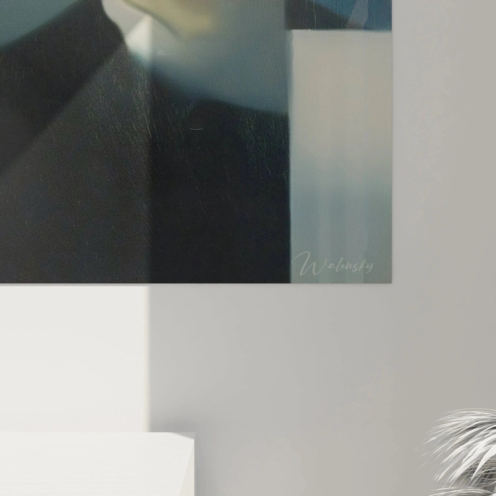 Gesamtansicht Abraham Lincoln Dadaismus Wandbild mit abstrakter Komposition