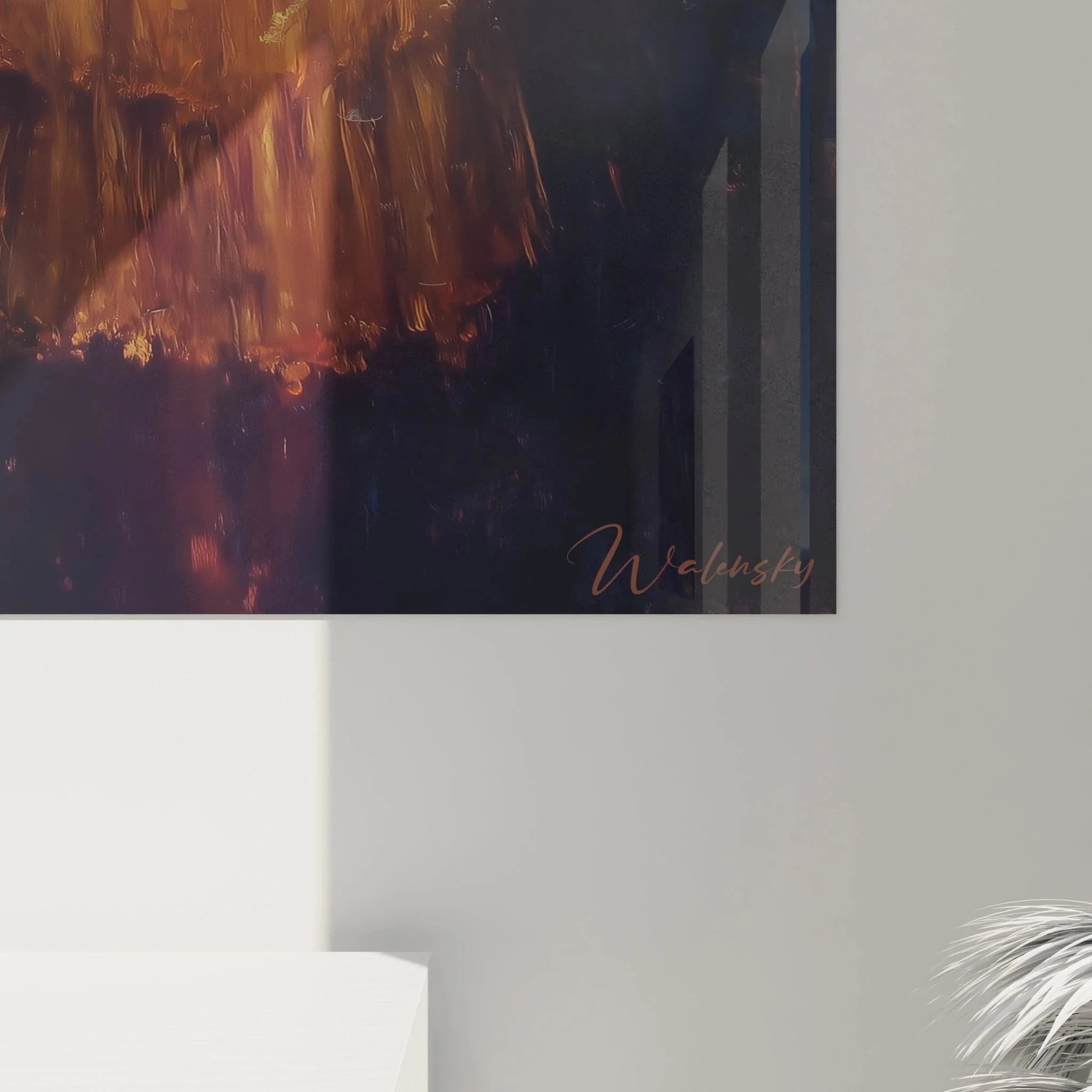 Gesamtansicht Wandbild romantisches Paar Umarmung, warme Töne, Leinwanddruck XXL Valentinstag