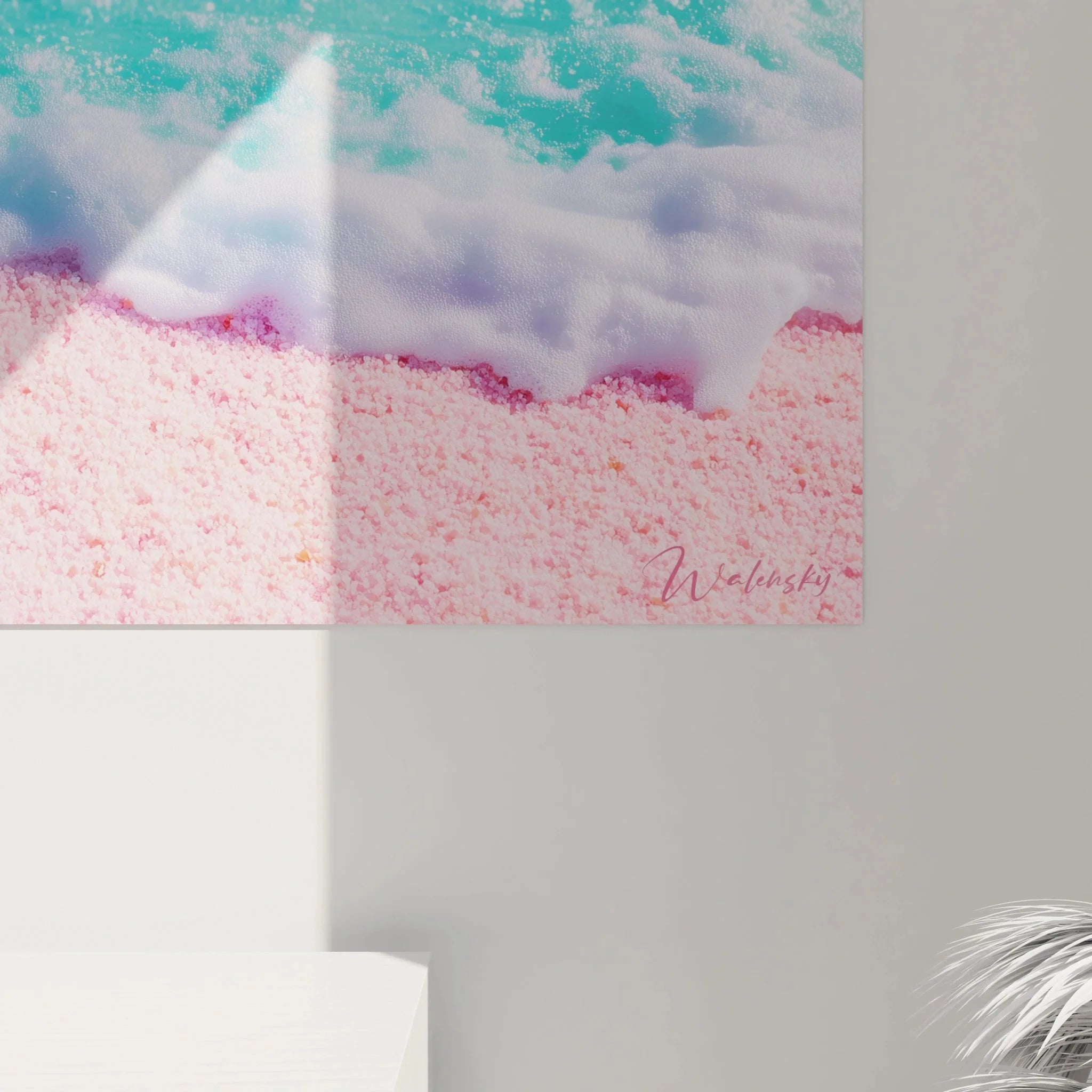 Gesamtansicht Wandbild Rosa Strand - maritime Sommer Dekoration mit Paradiesstrand