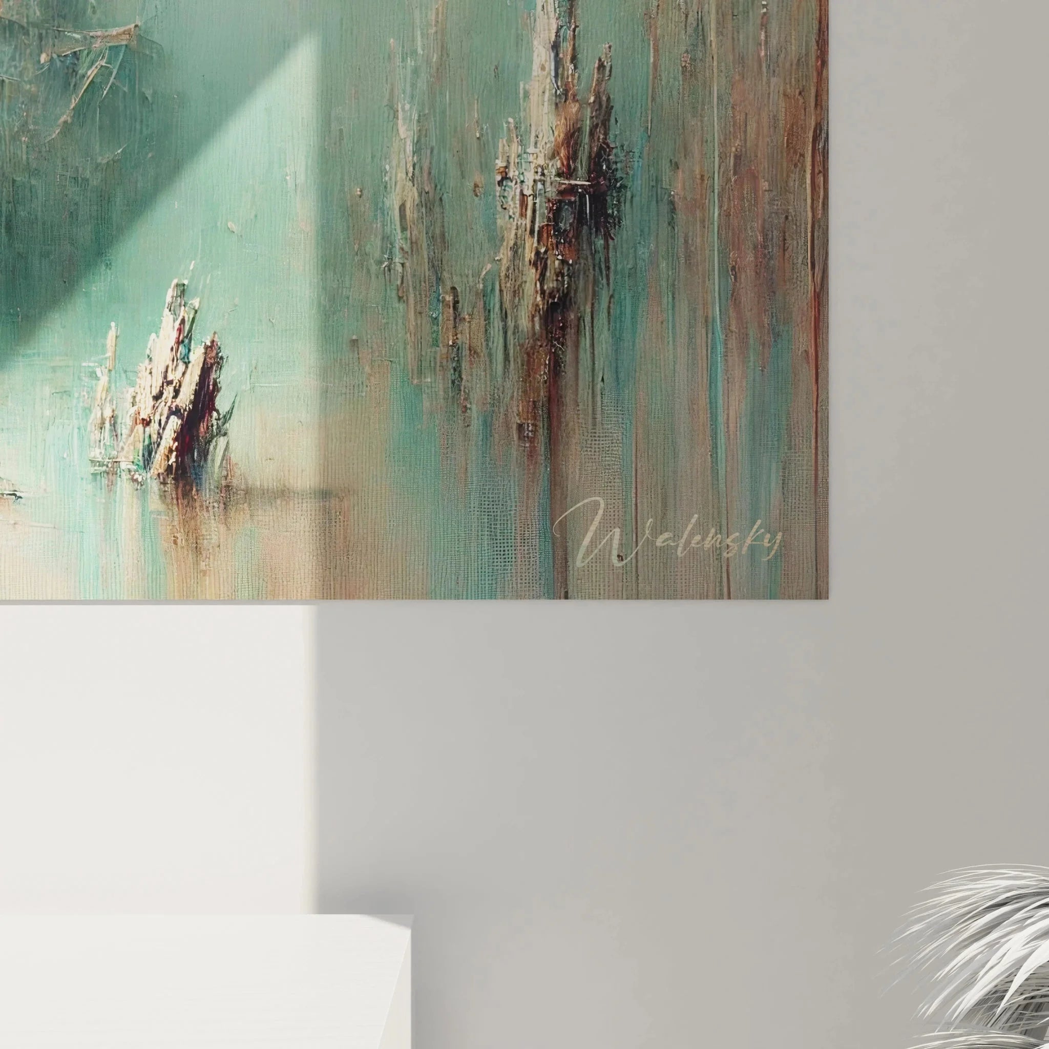 Gesamtansicht Wandbild Schiffswrack maritime Unterwasserszene versunkener Dampfer Kunstwerk