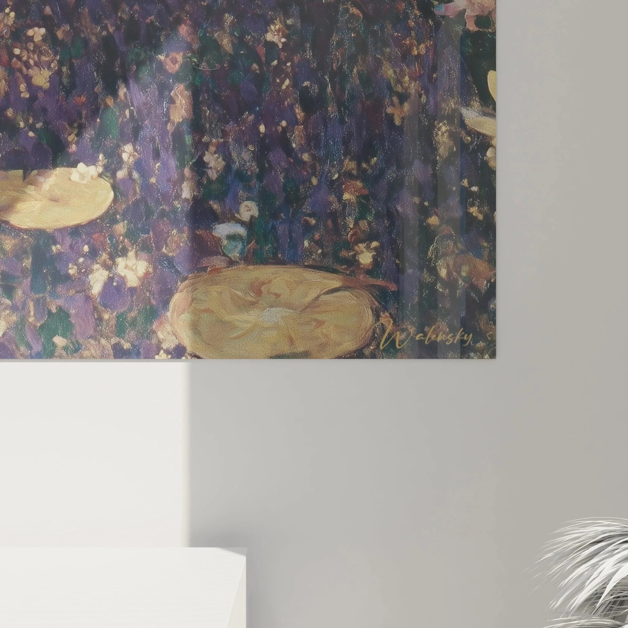 Gesamtansicht Wandbild symbolistische Wasserlandschaft - Teichnixe zwischen Seerosen Kunstdruck