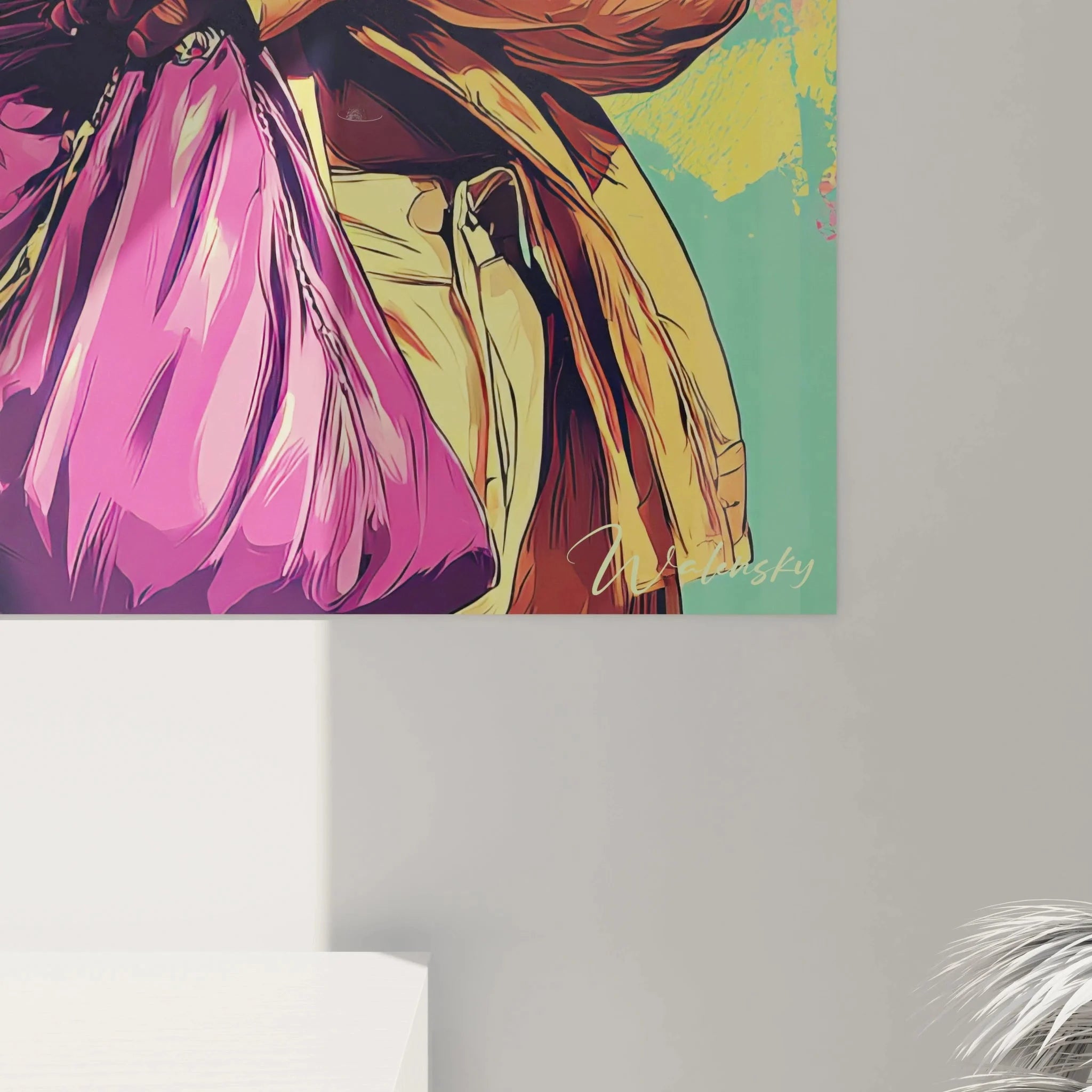 Gesamtansicht Wandbild Vintage Mode Frau - Retro Pop Art Deko für moderne Wohnräume