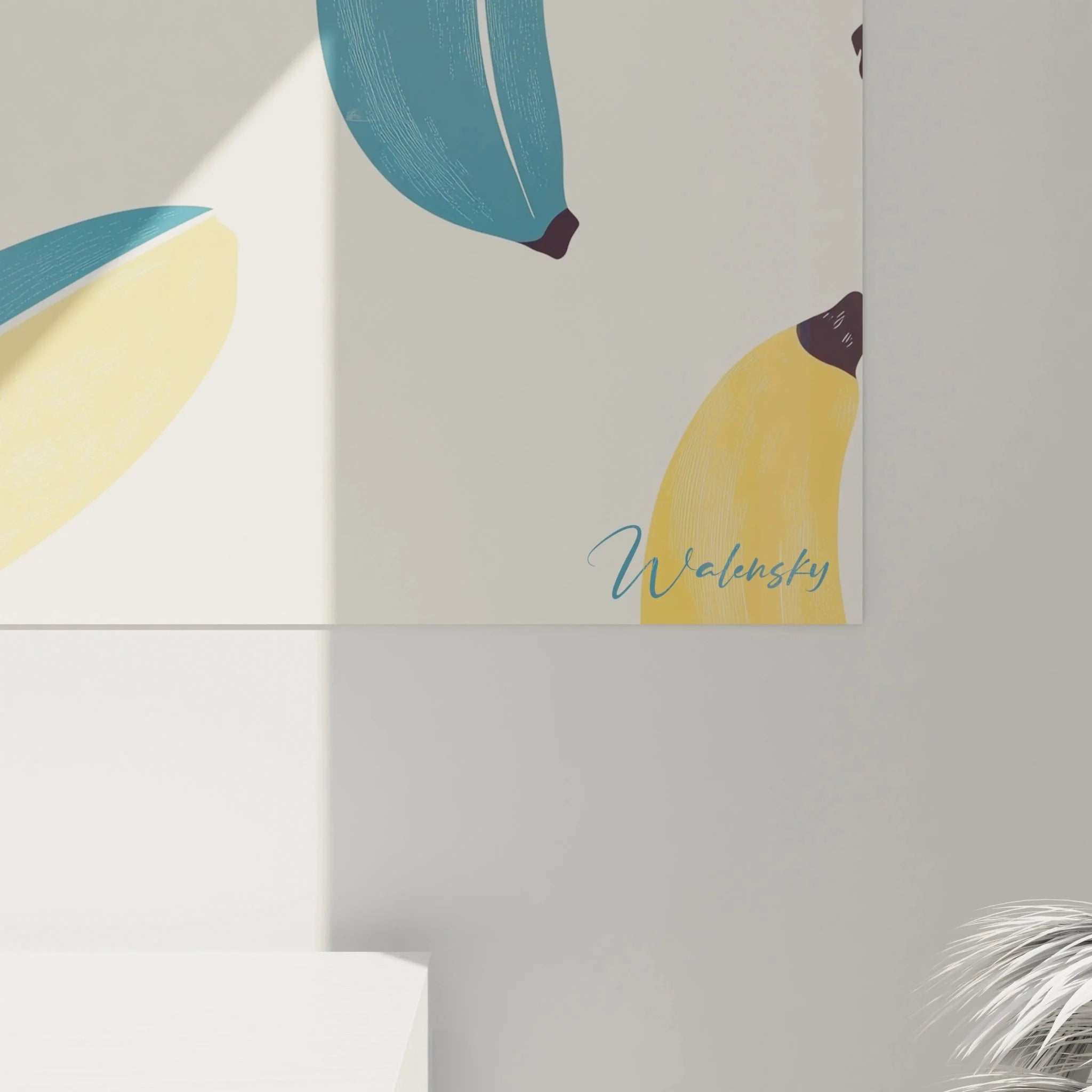 Gesamtansicht Wandbild XXL bunte Bananen im Retro Pop Art Stil für moderne Wohnraumdekoration