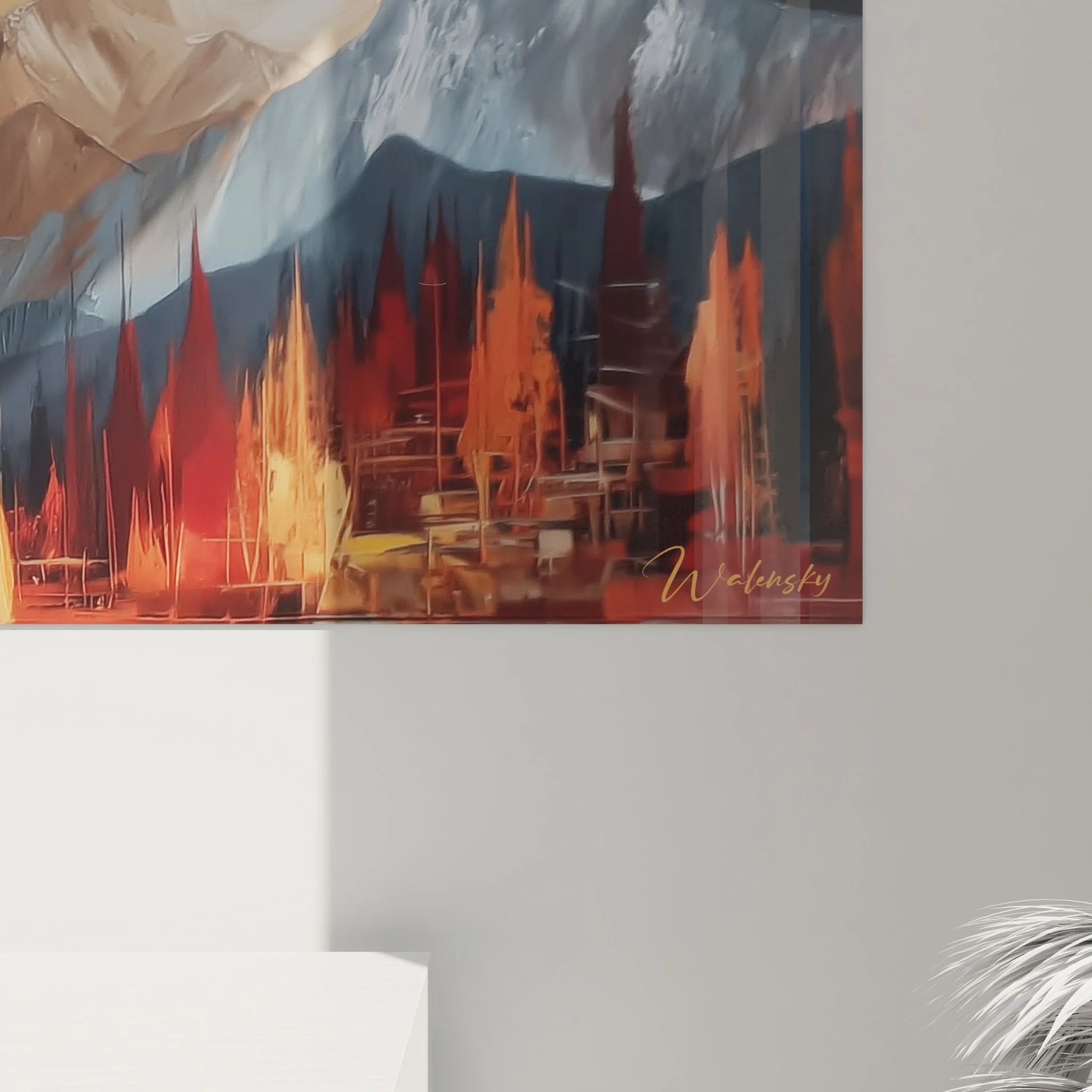 Gesamtansicht Wandbild XXL Berge - Panorama Leinwanddruck mit dramatischer Gebirgslandschaft