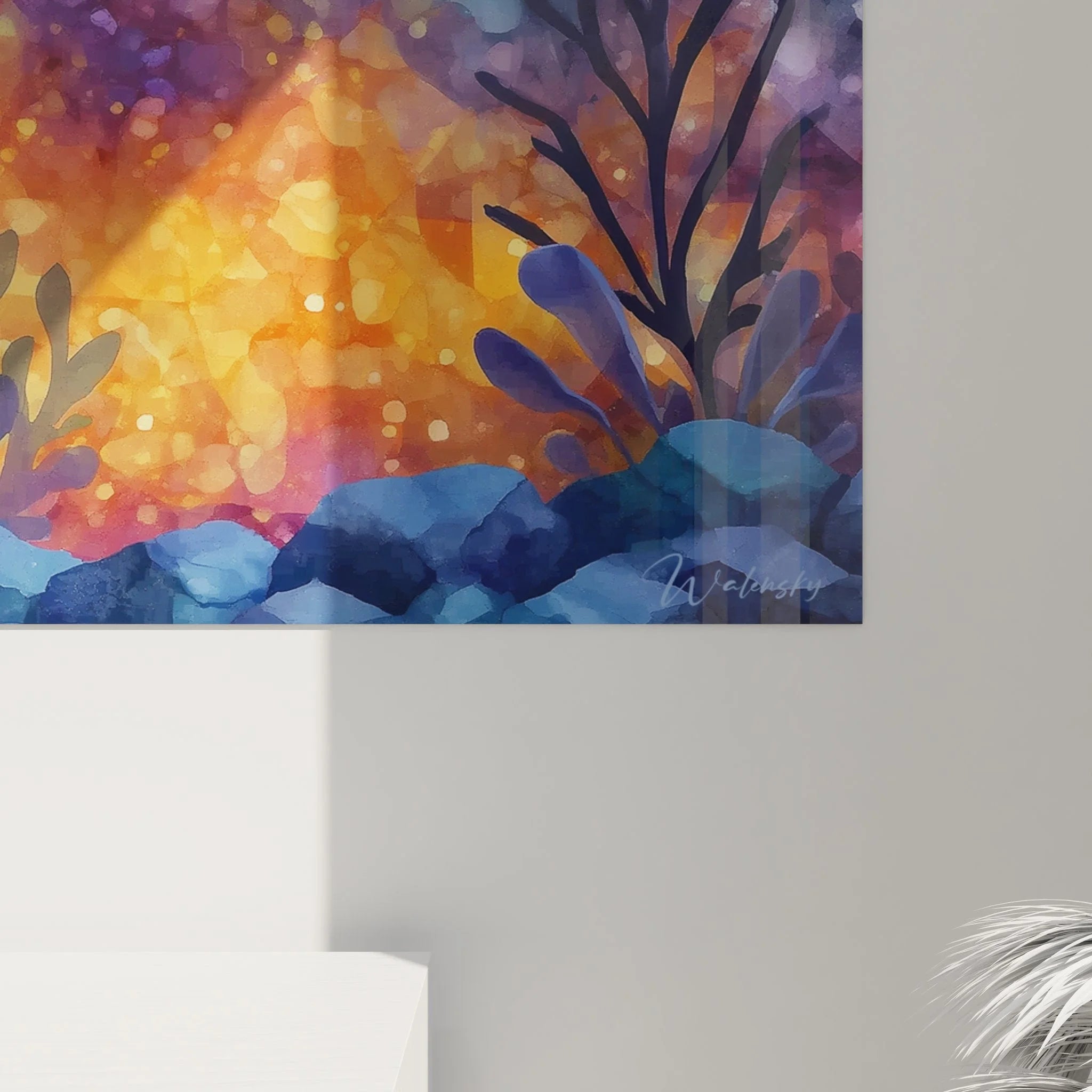 Gesamtansicht Wandbild XXL Ozean-Motiv - mystische Unterwasserlandschaft für Wohnraum