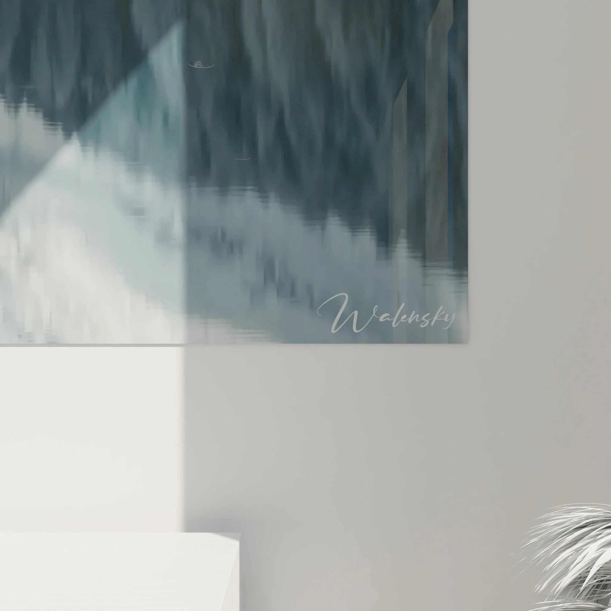 Gesamtansicht Wandbild XXL Winterlandschaft alpine Bergkulisse mit Waldreflexion