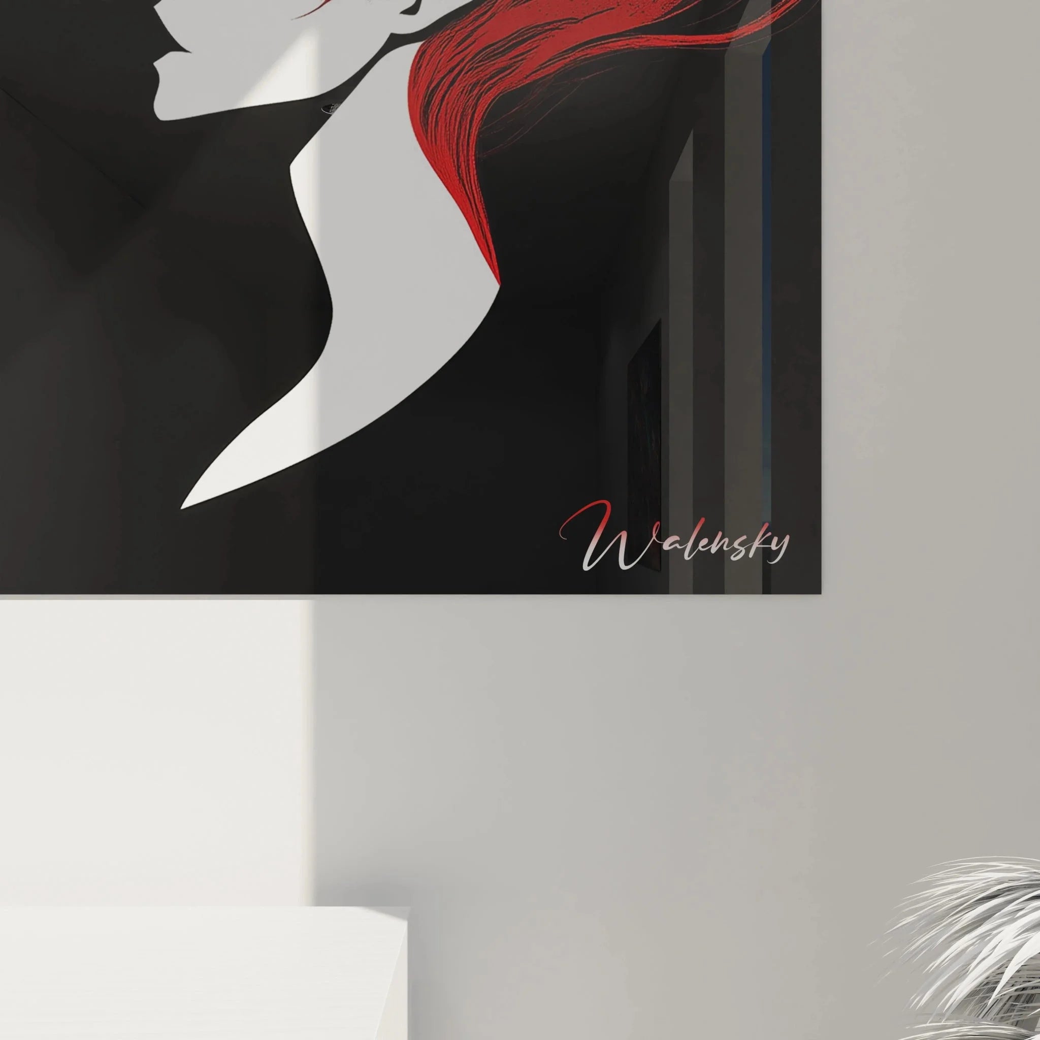 Gesamtansicht moderne Wandkunst Frau, expressionistisches Wandbild im Munch Stil für Wohnräume