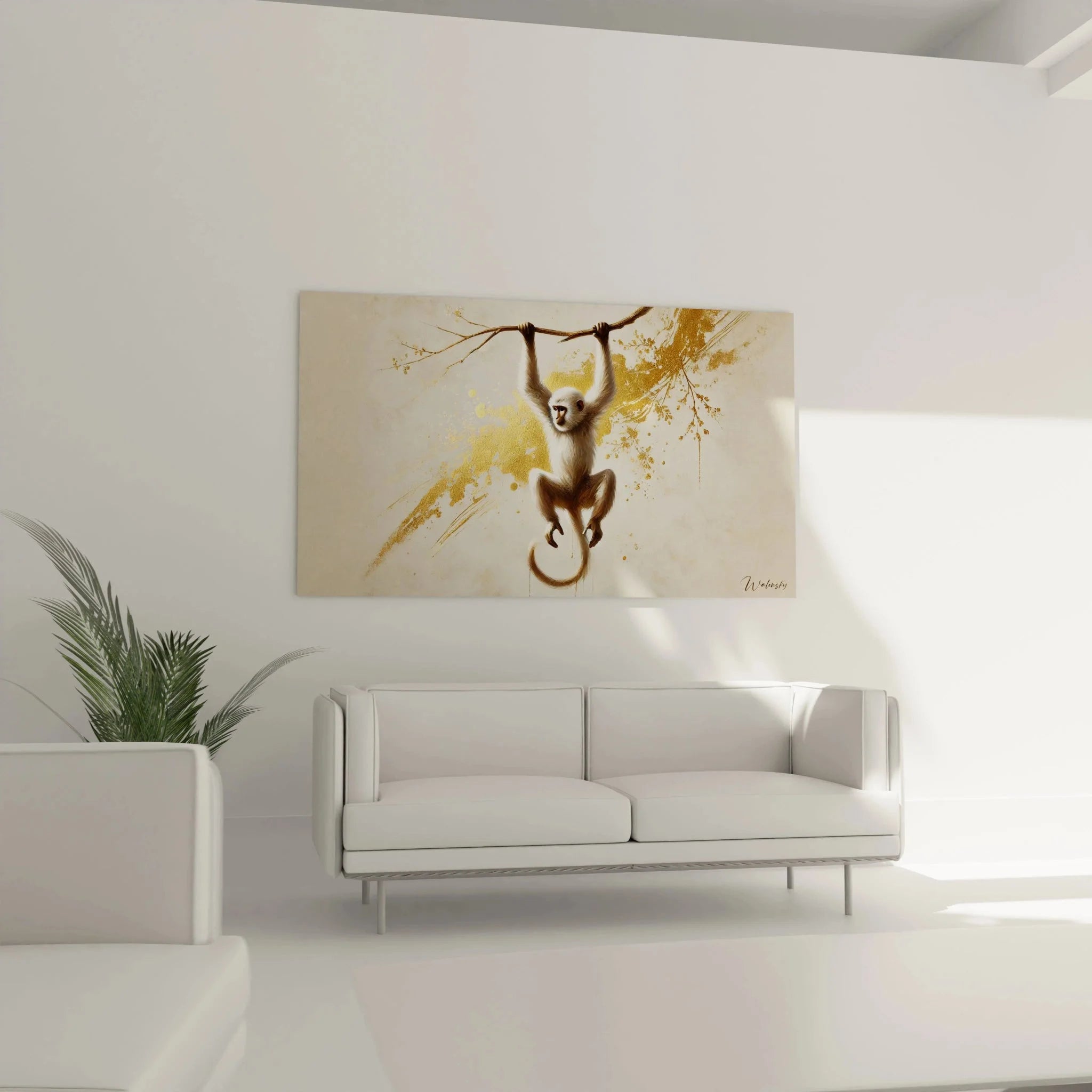 Detailansicht Gibbon Wandbild - hochwertige Kunstdruck Qualität und Farbgebung